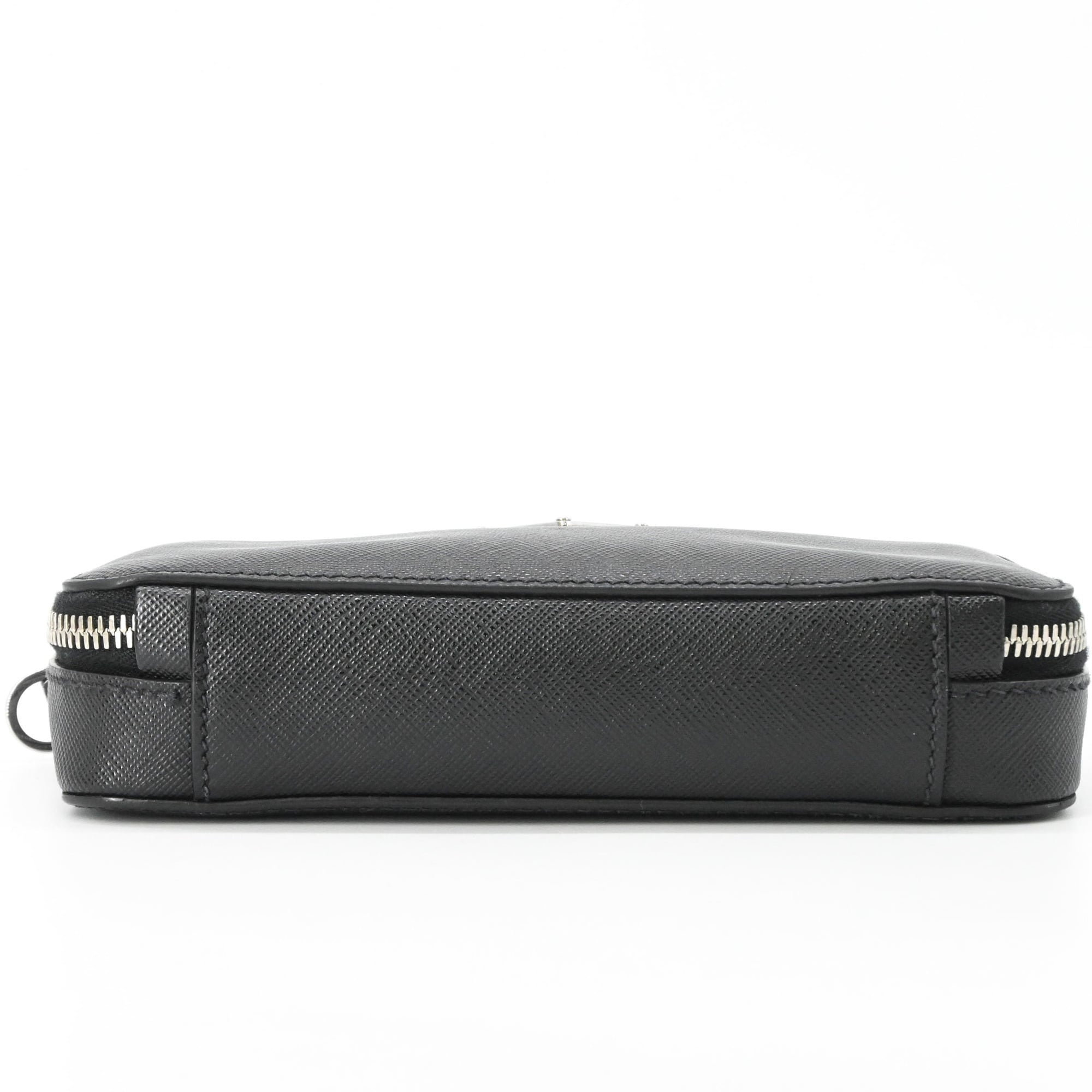 Prada Black Saffiano Triangle Shoulder Bag (Pre-Owned)