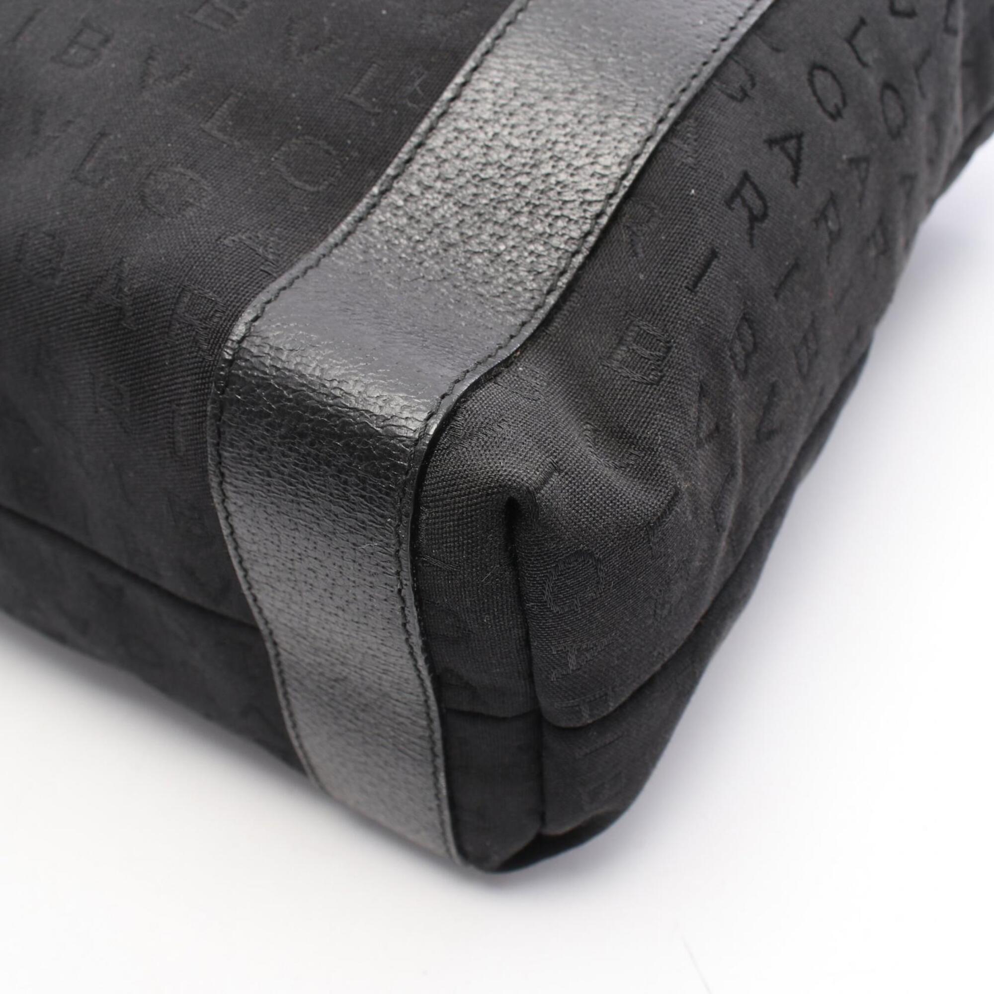 Bvlgari Black Canvas Leather Handbag Tote Bag (Pre-Owned)