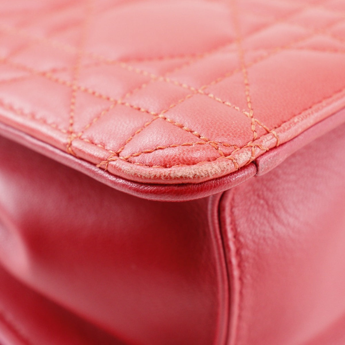 Christian Dior Pink Red Color Leather Shoulder Bag (Pre-Owned)