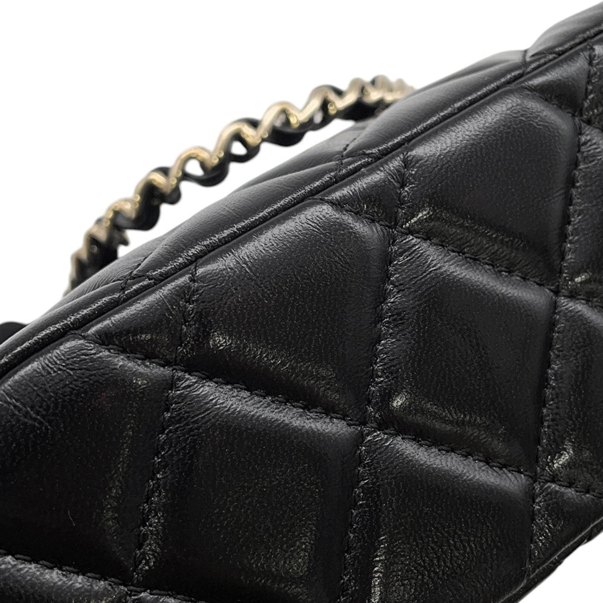 Chanel Black Champagne Gold Leather Handbag Shopping Bag Shoulder Bag (Pre-Owned)