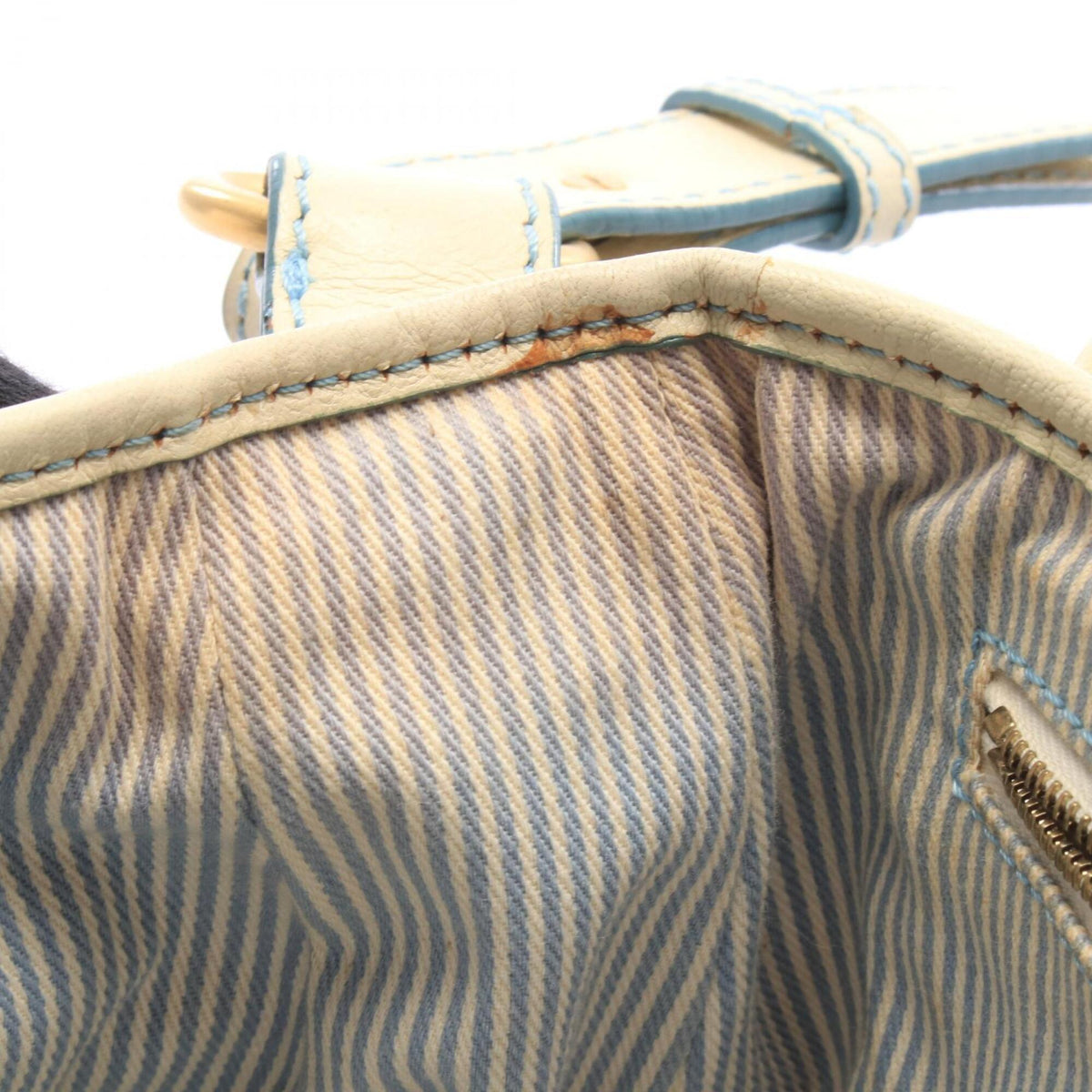 Celine Blue White Canvas Leather Handbag Shoulder Bag (Pre-Owned)