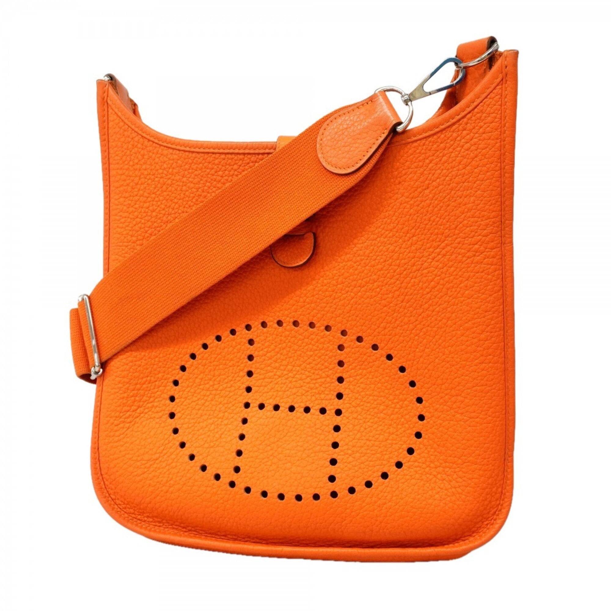 Hermes Orange Taurillon Clemence Leather Shoulder Bag (Pre-Owned)
