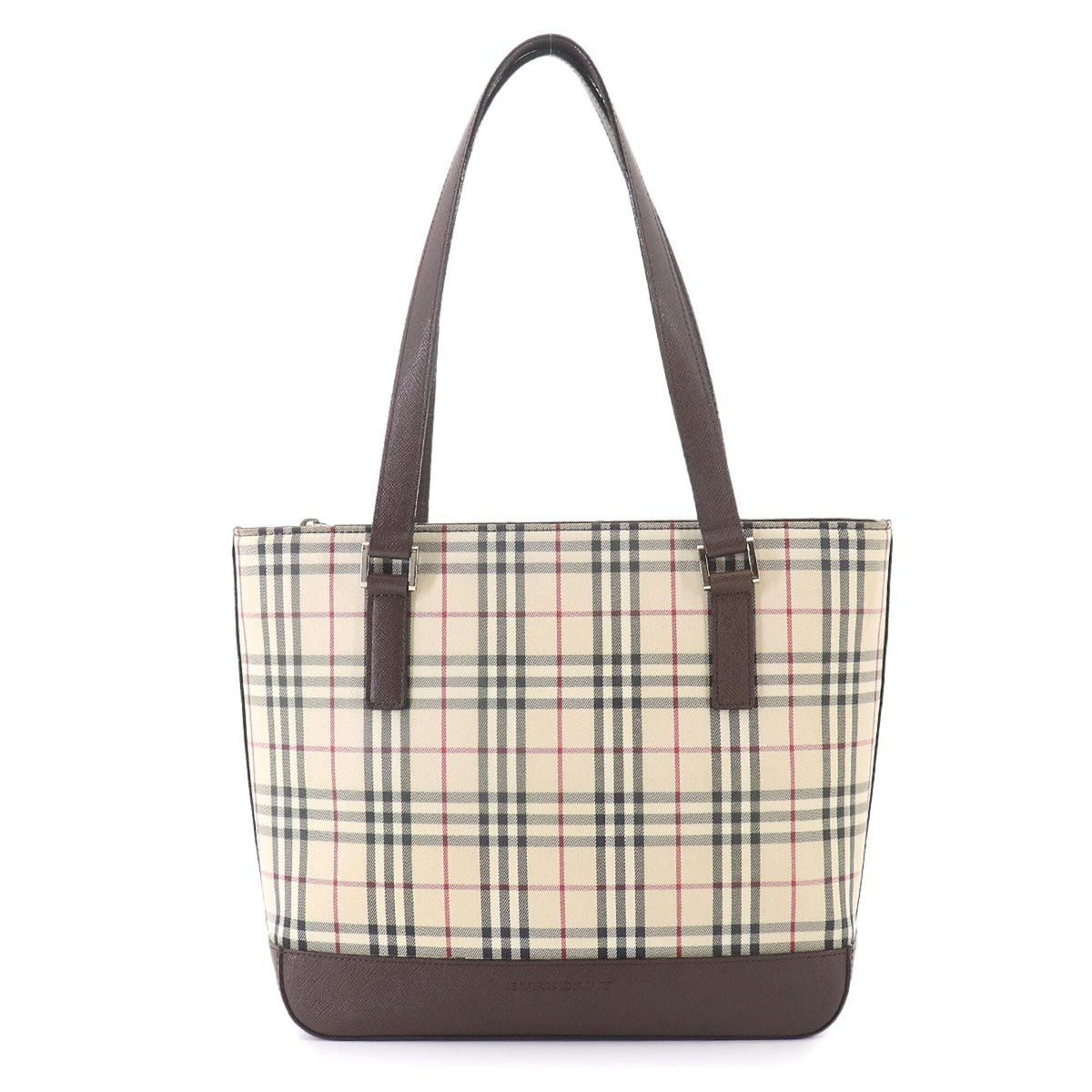 Burberry Beige Brown Canvas Leather Handbag (Pre-Owned)