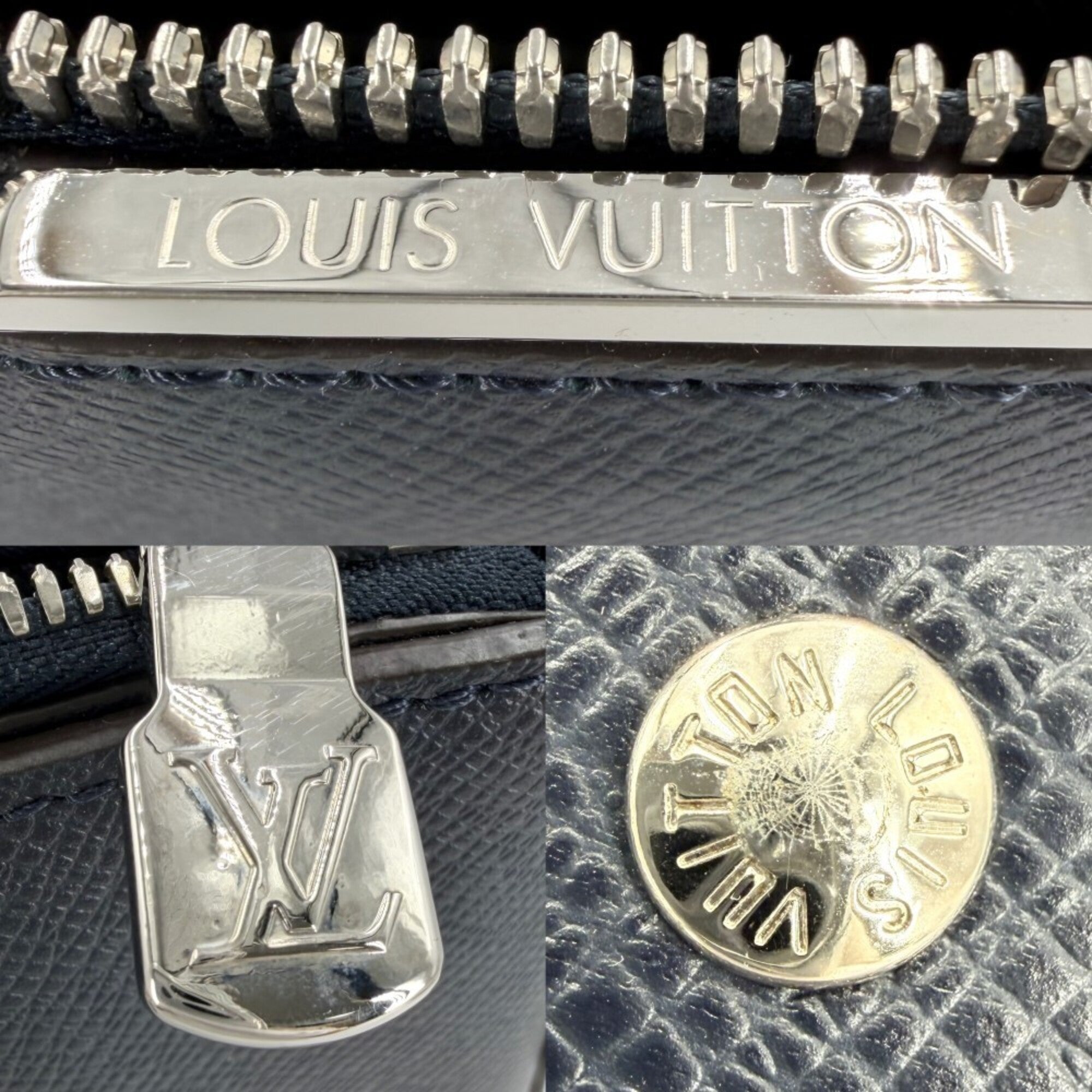 Louis Vuitton Taiga Navy Taiga Leather Handbag Shoulder Bag (Pre-Owned)