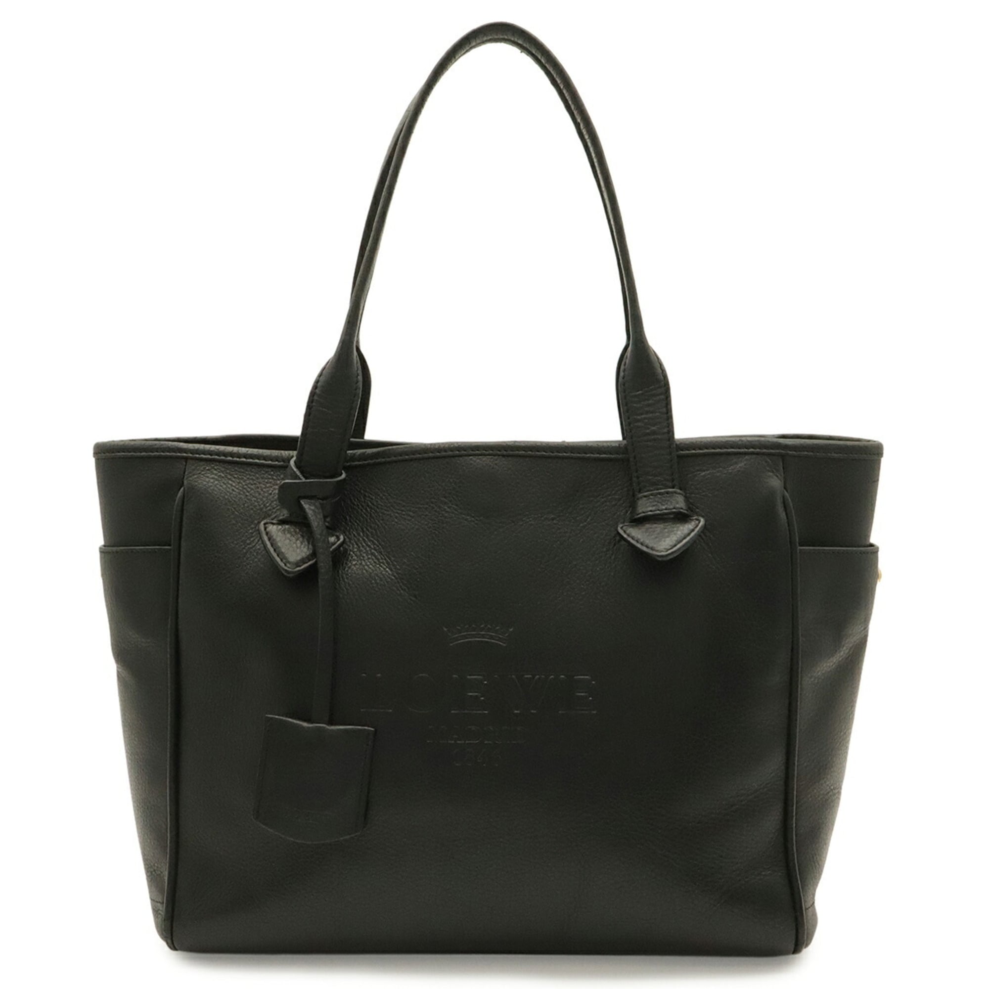 Loewe Black Leather Handbag Tote Bag (Pre-Owned)