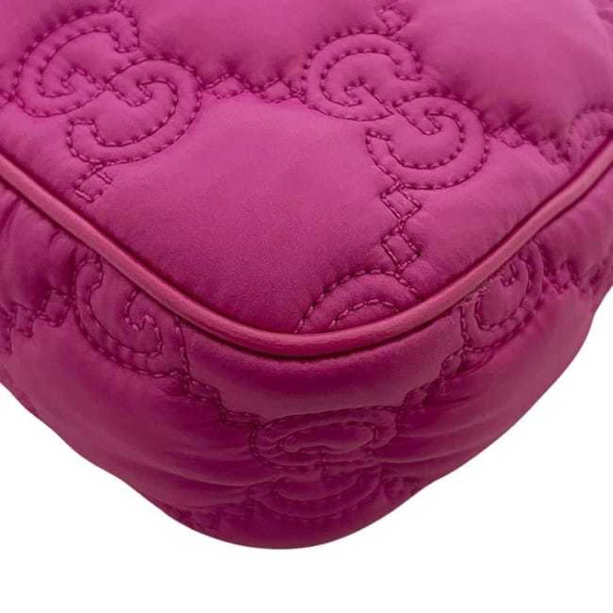 Gucci Pink Nylon Leather Canvas Shoulder Bag (Pre-Owned)