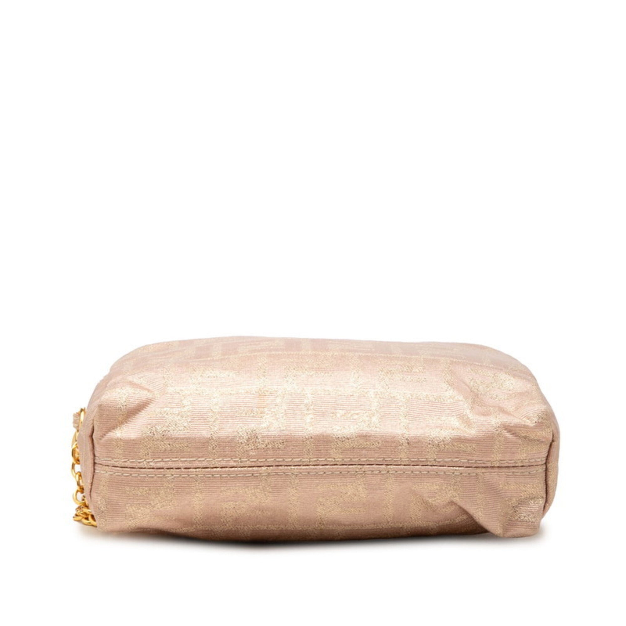 Fendi Zucca Pink Beige Canvas Shoulder Bag (Pre-Owned)