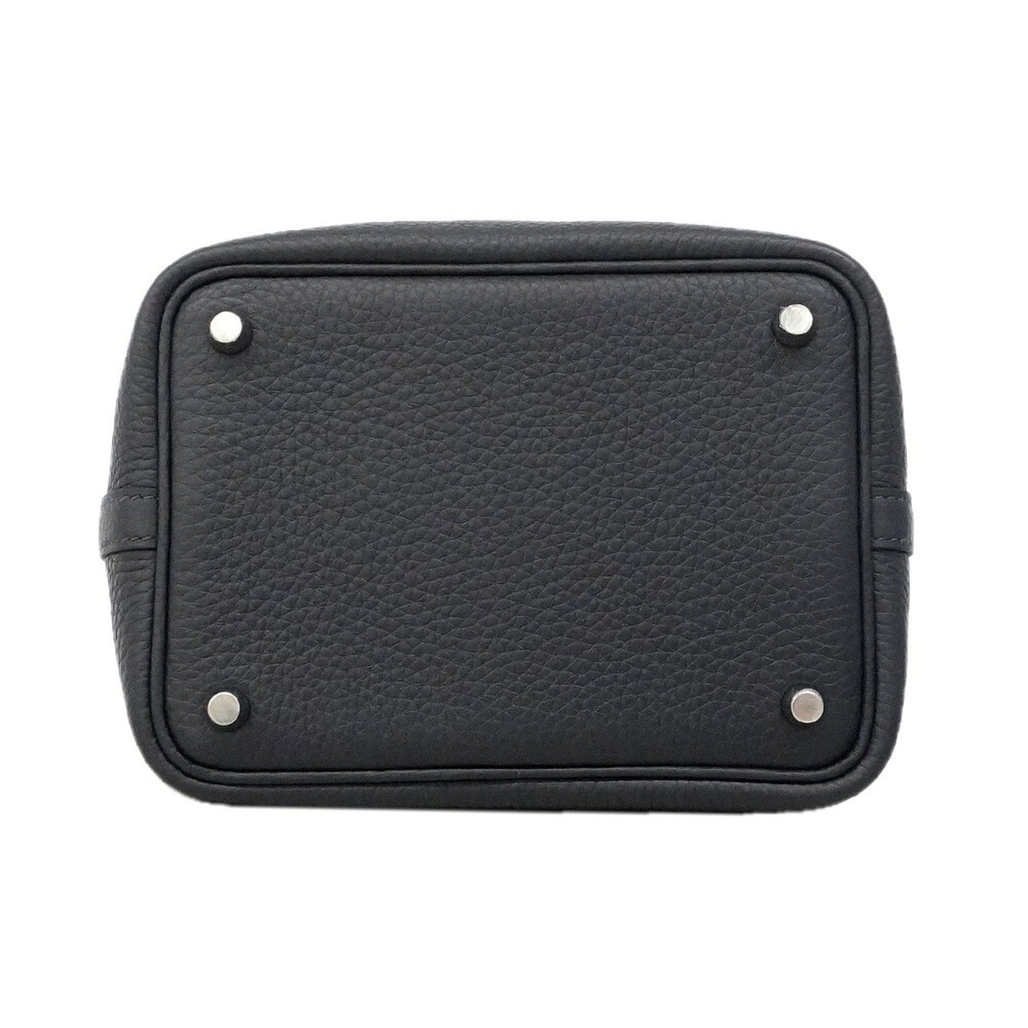 Hermes Navy Taurillon Clemence Leather Handbag (Pre-Owned)