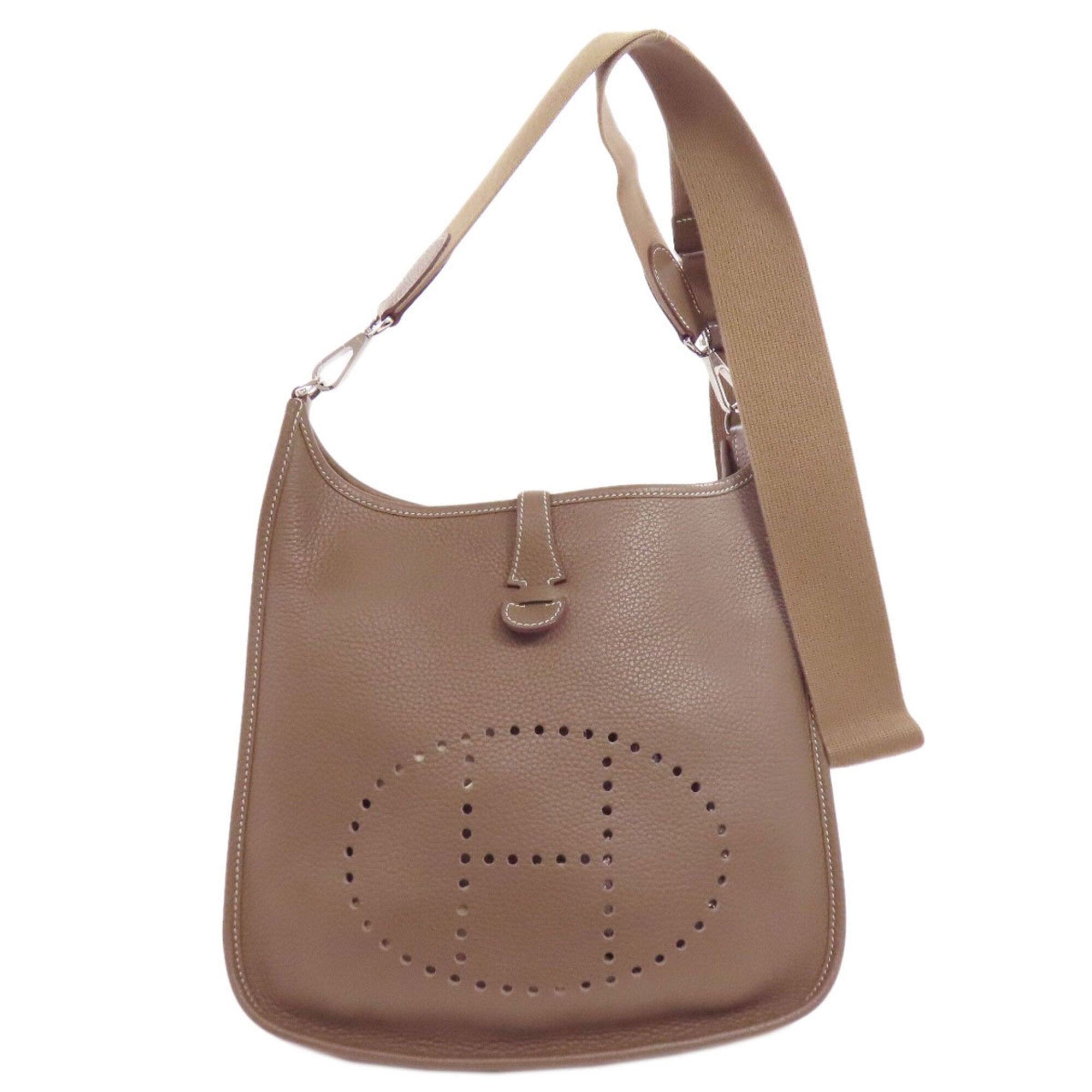 Hermes Brown Etoupe Gray Taurillon Clemence Leather Shoulder Bag (Pre-Owned)