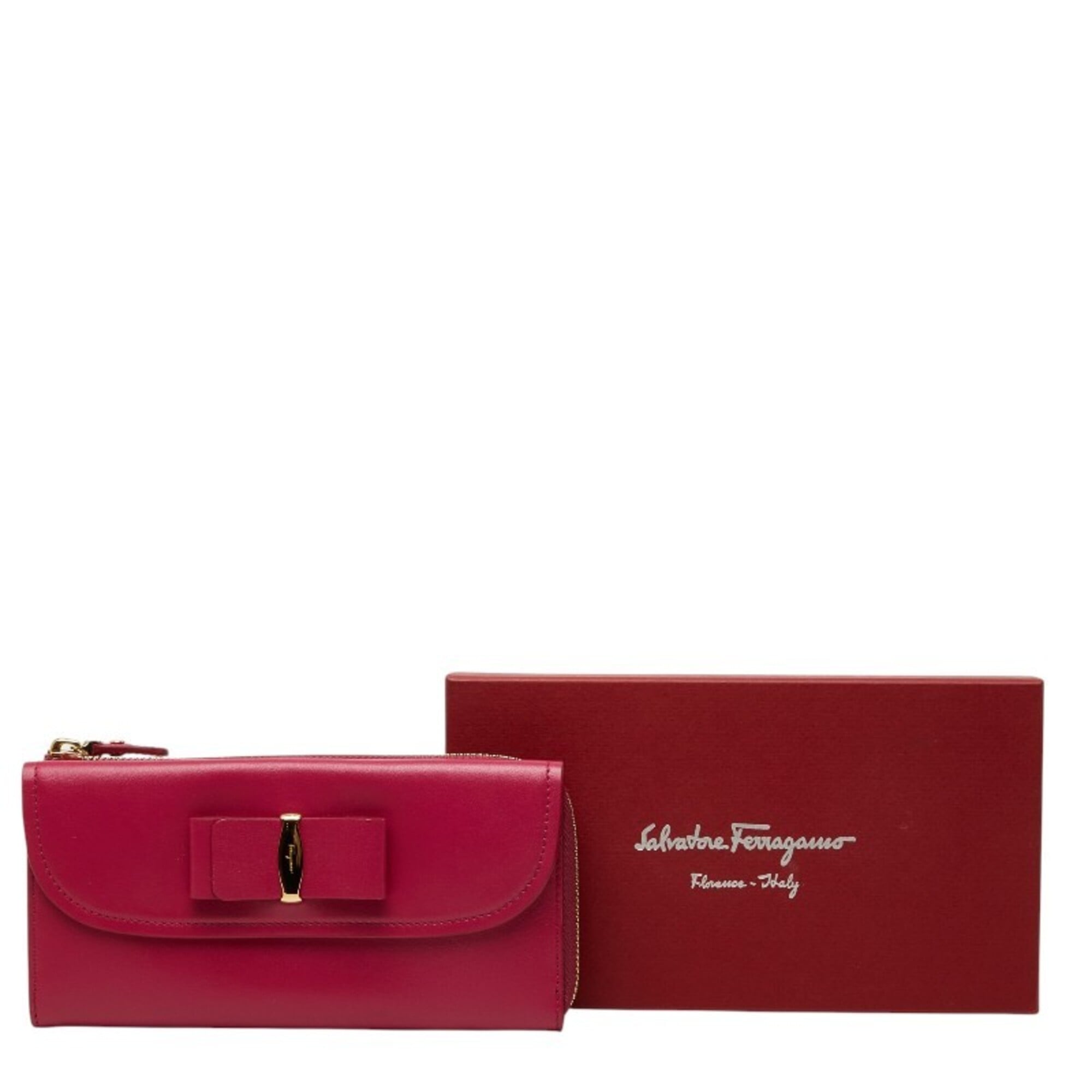 Salvatore Ferragamo Pink Leather Long Wallet (Bi-Fold) (Pre-Owned)