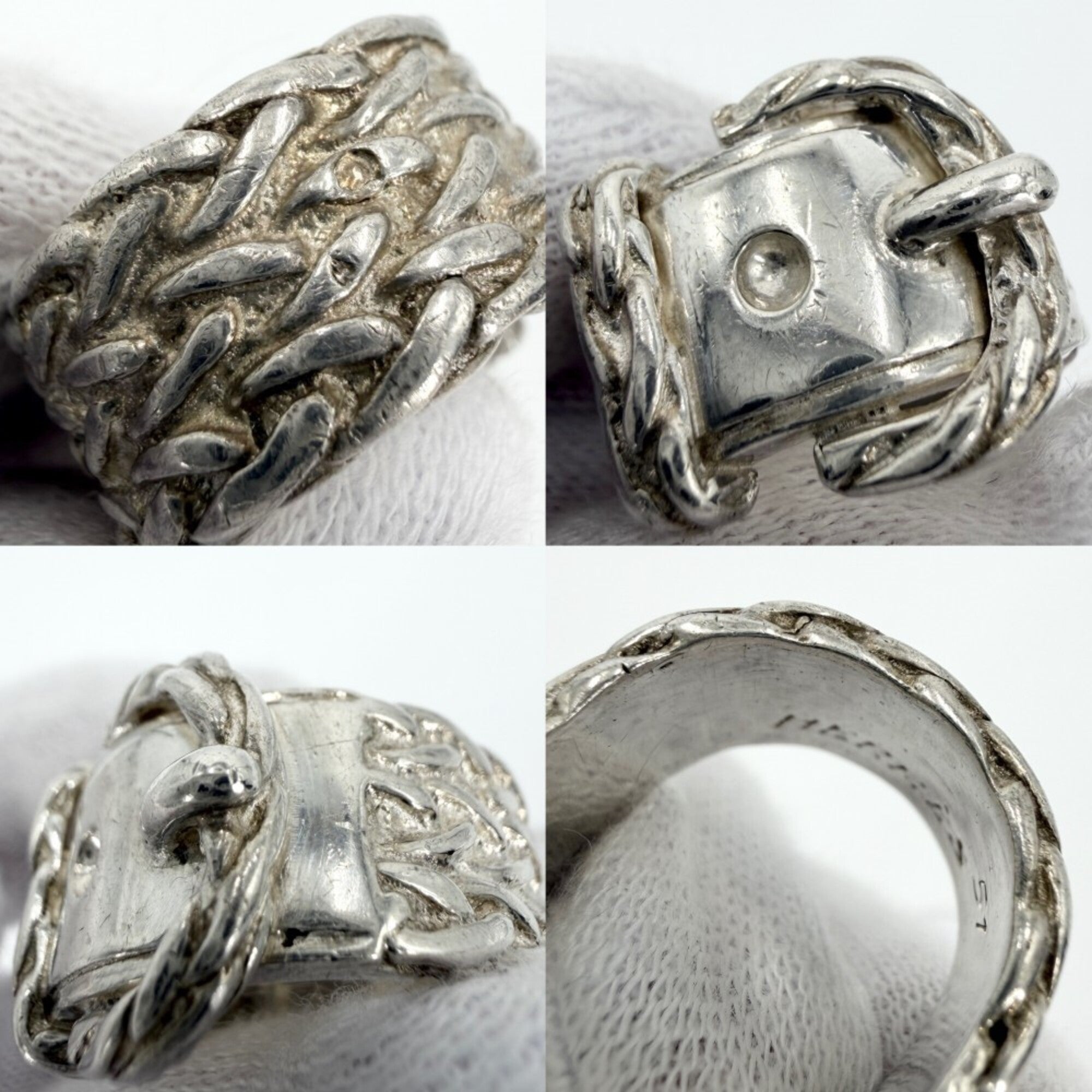 Hermes Silver 925 Band Ring (Pre-Owned)