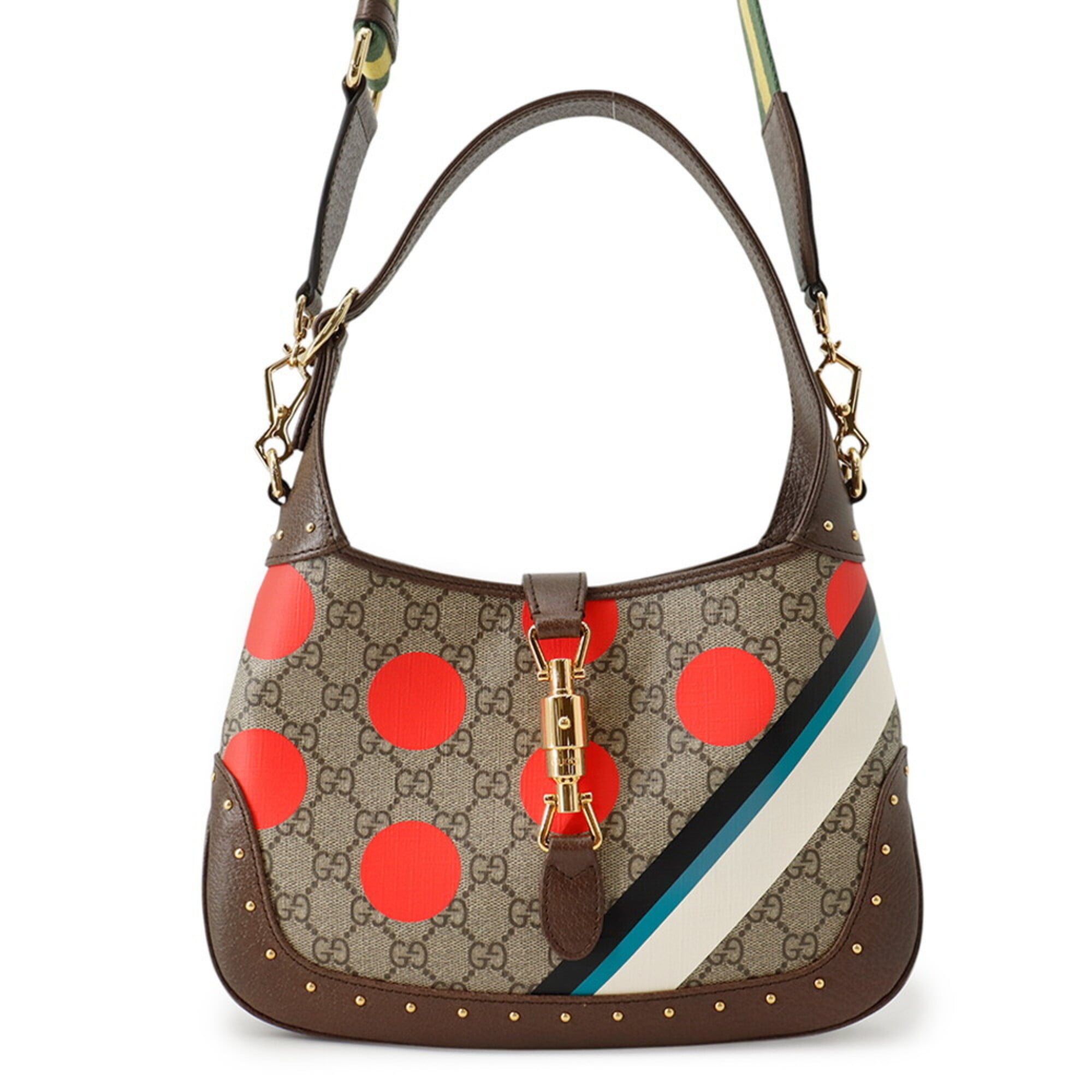 Gucci Beige Multi-Color Gg Supreme Leather Shoulder Bag (Pre-Owned)
