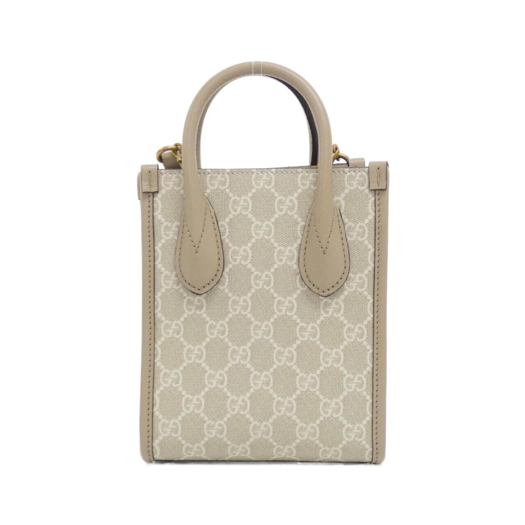 Gucci Beige White Gg Supreme Leather Handbag (Pre-Owned)
