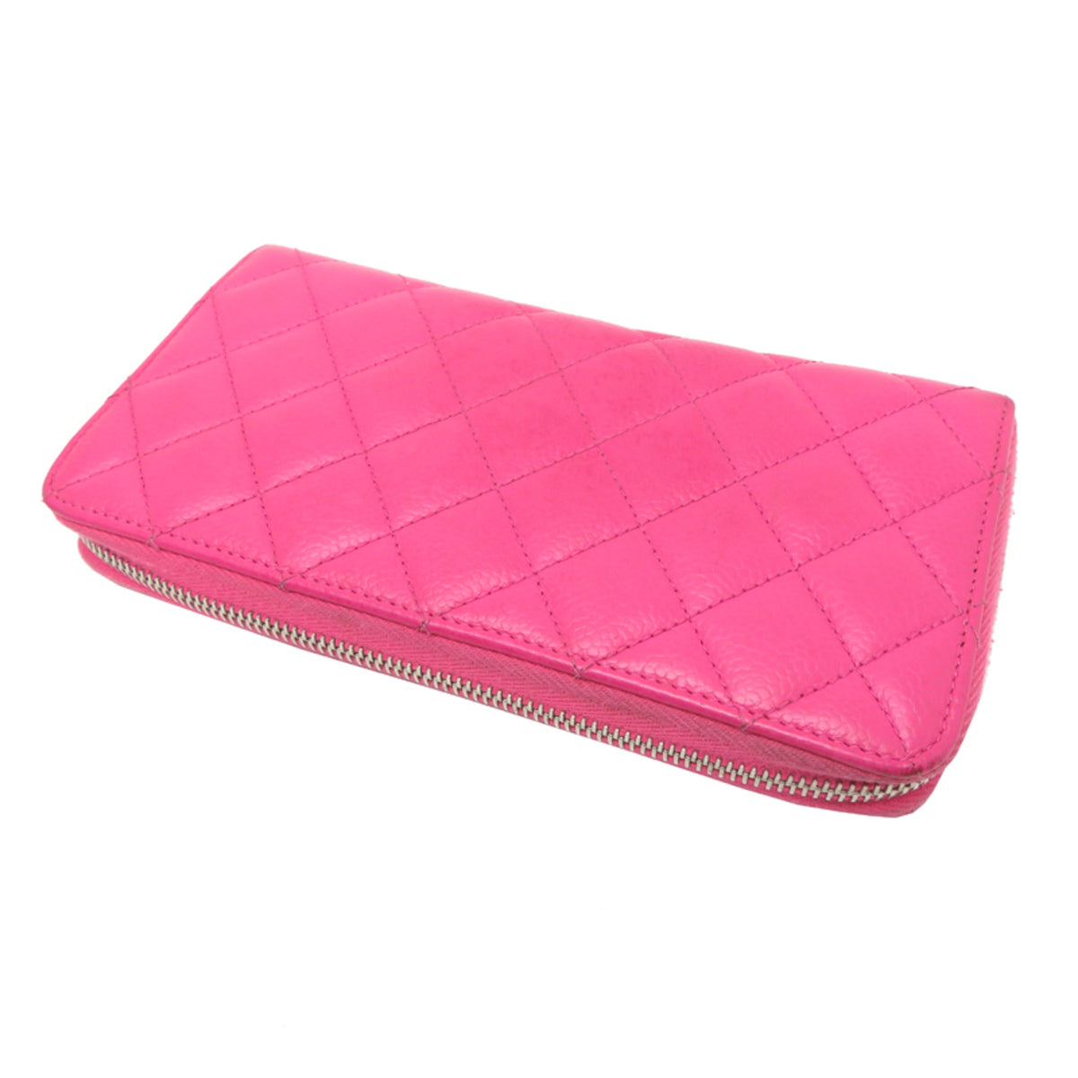 Chanel Pink Grained Calfskin Long Wallet (Bi-Fold) (Pre-Owned)