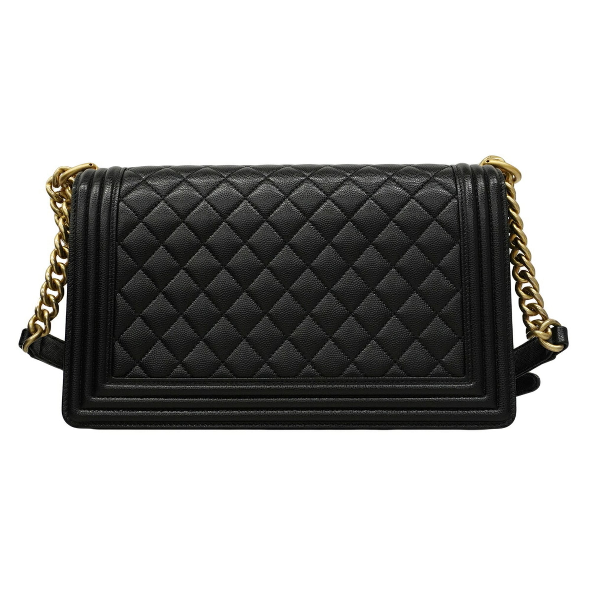 Chanel Black Grained Calfskin Shoulder Bag (Pre-Owned)