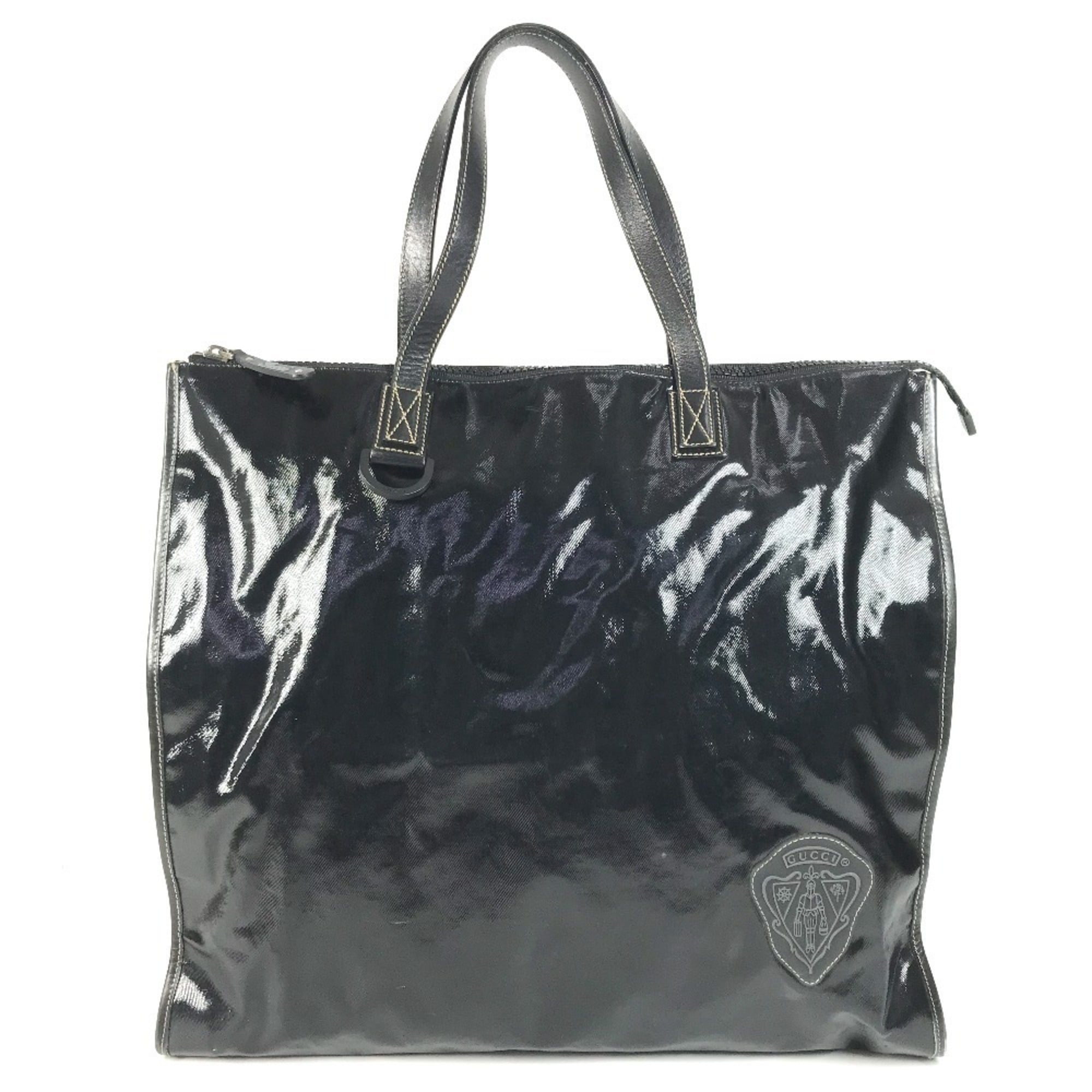 Gucci Hysteria Black Leather Coated Canvas Shoulder Bag Tote Bag (Pre-Owned)