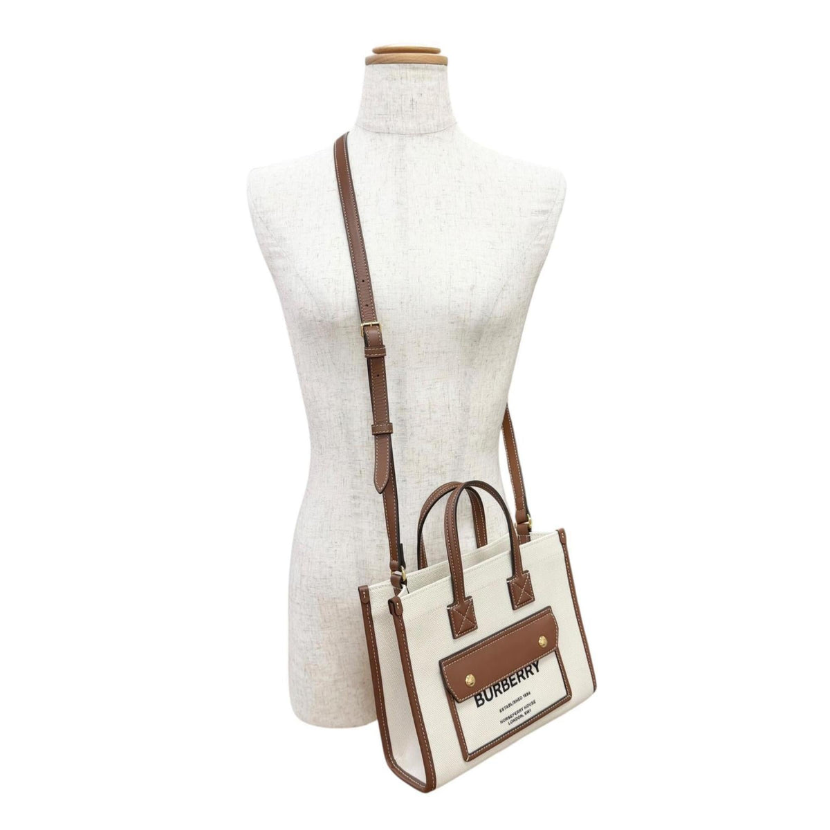 Burberry Beige Cotton Linen Shoulder Bag (Pre-Owned)