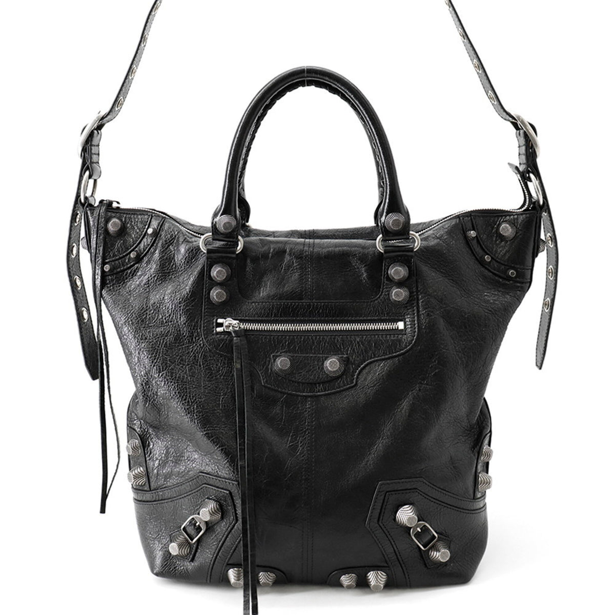 Balenciaga Black Leather Handbag Pouch Shoulder Bag (Pre-Owned)