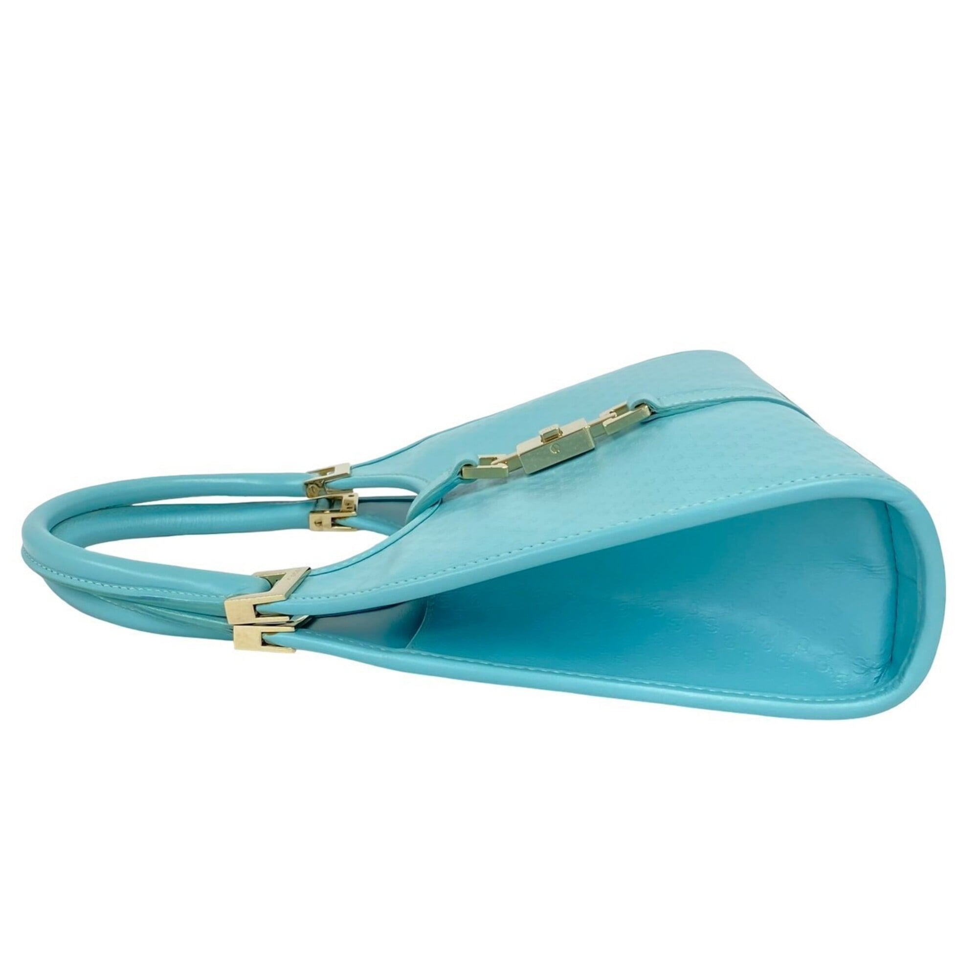 Gucci Blue Leather Handbag Tote Bag (Pre-Owned)
