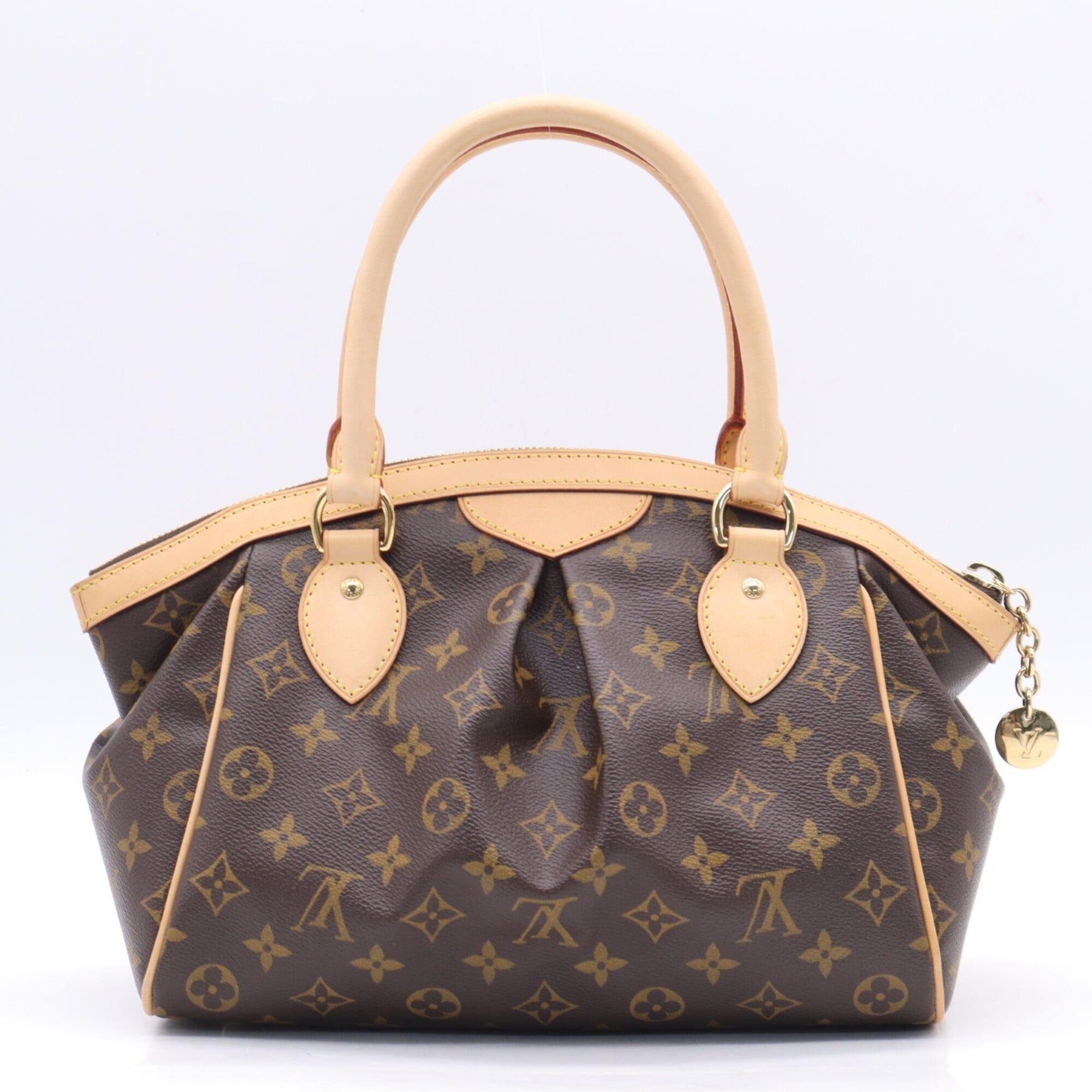 Louis Vuitton Beige Brown Coated Canvas Leather Handbag (Pre-Owned)