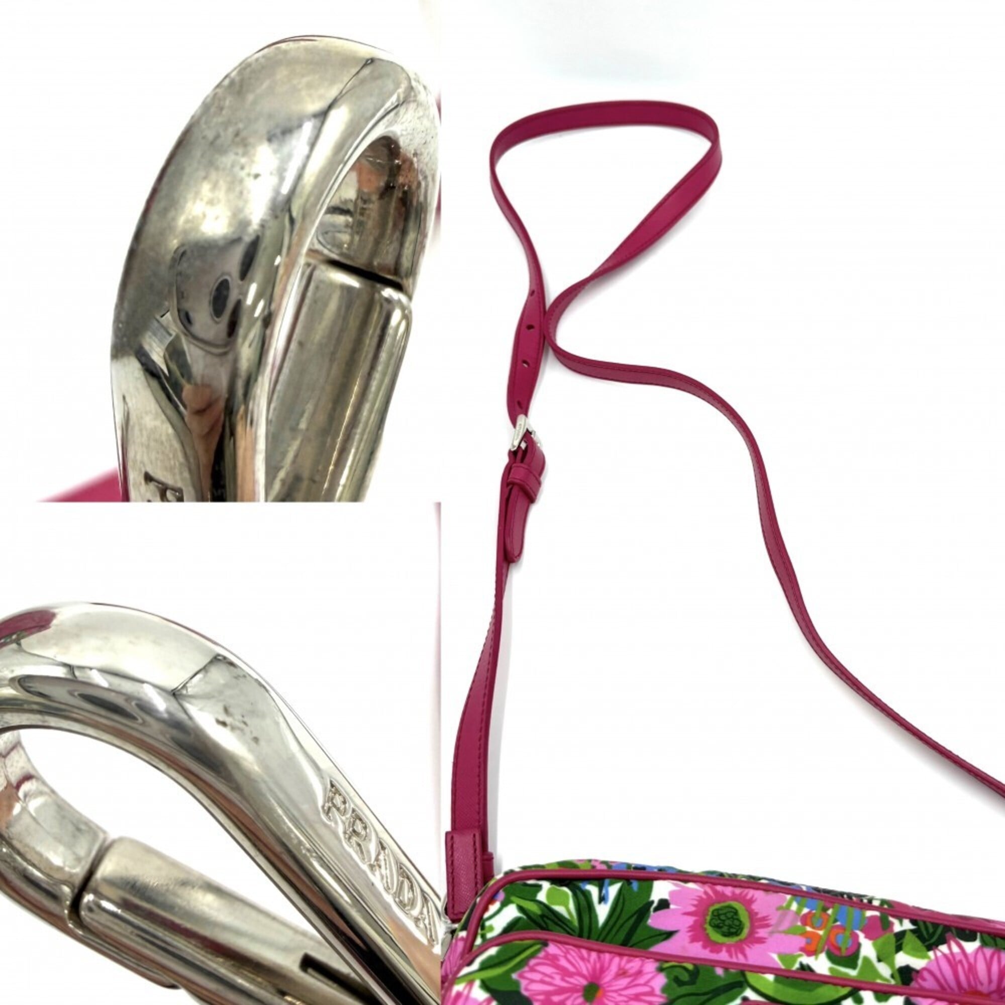 Prada Pink Nylon Leather Pochette Shoulder Bag (Pre-Owned)