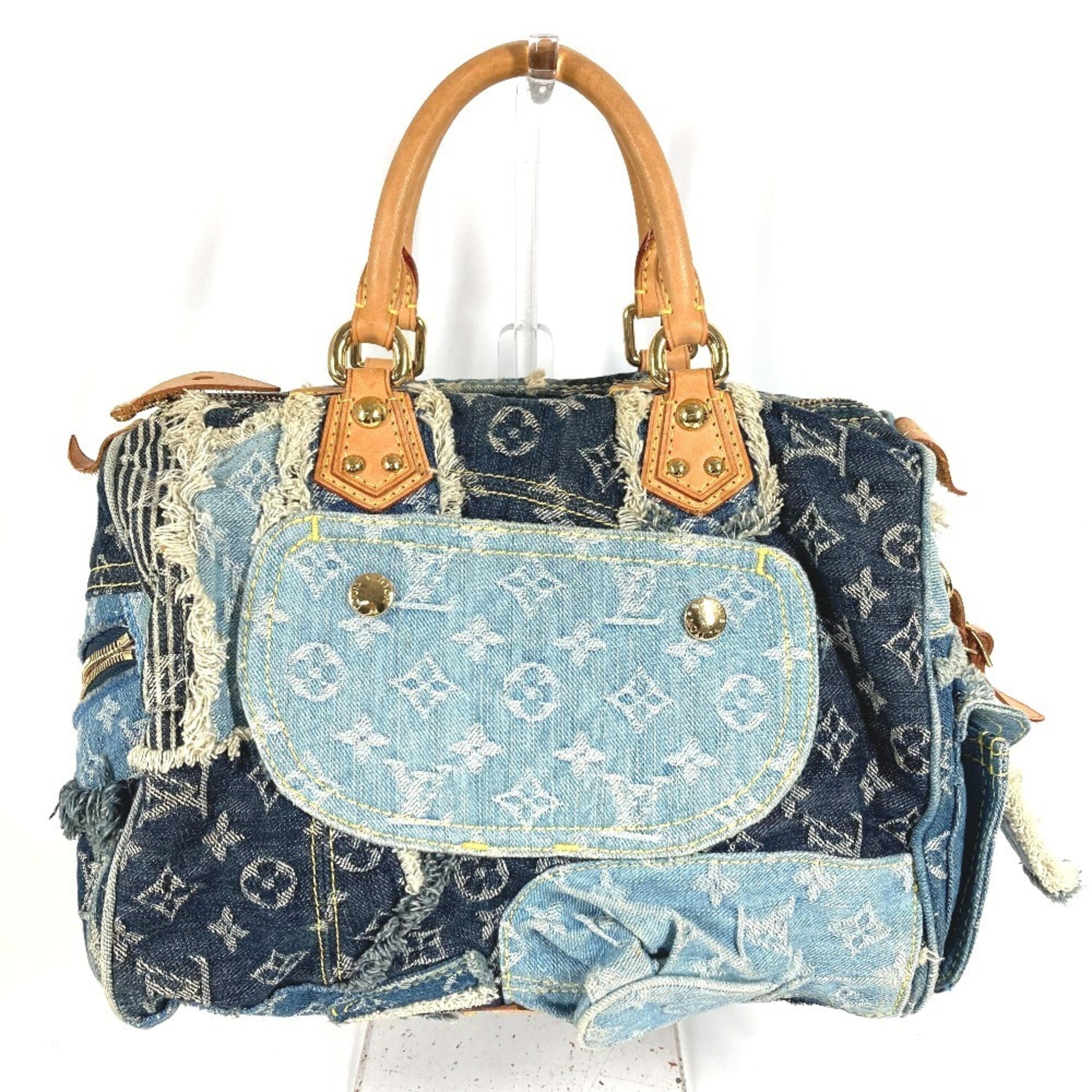 Louis Vuitton Blue Monogram Denim Canvas Boston Bag Handbag (Pre-Owned)