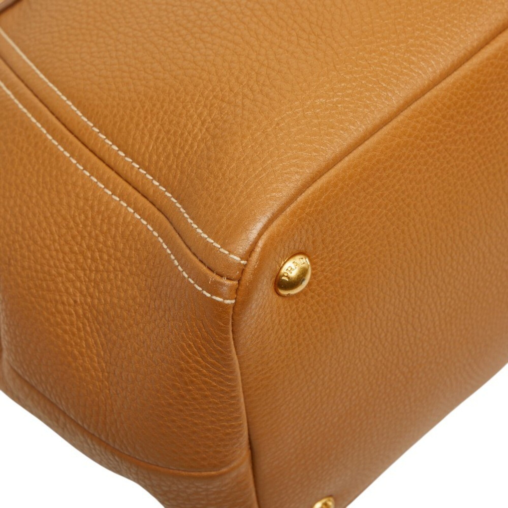 Prada Camel Leather Shoulder Bag Tote Bag (Pre-Owned)