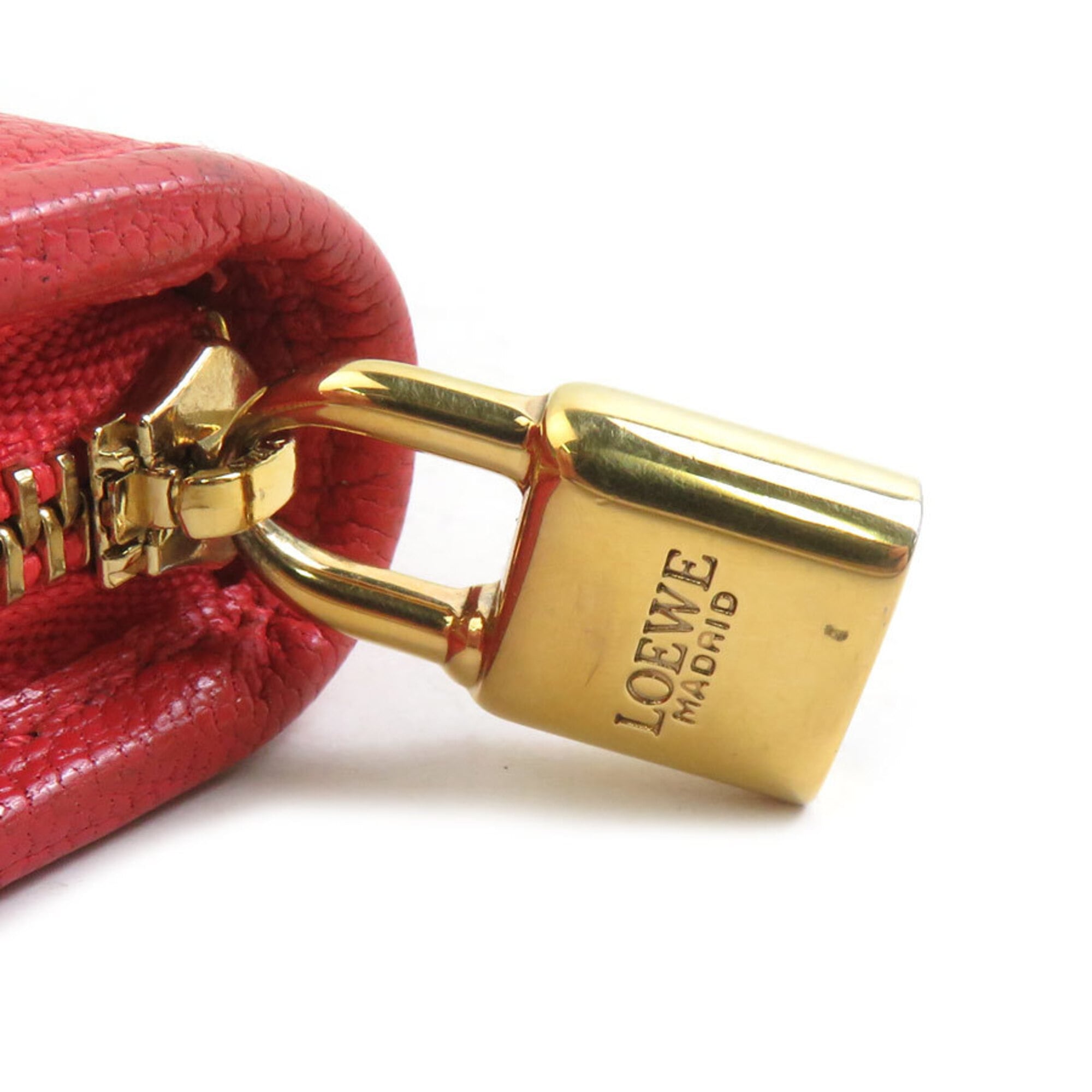 Loewe Orange Red Leather Coin Purse/Coin Case (Pre-Owned)