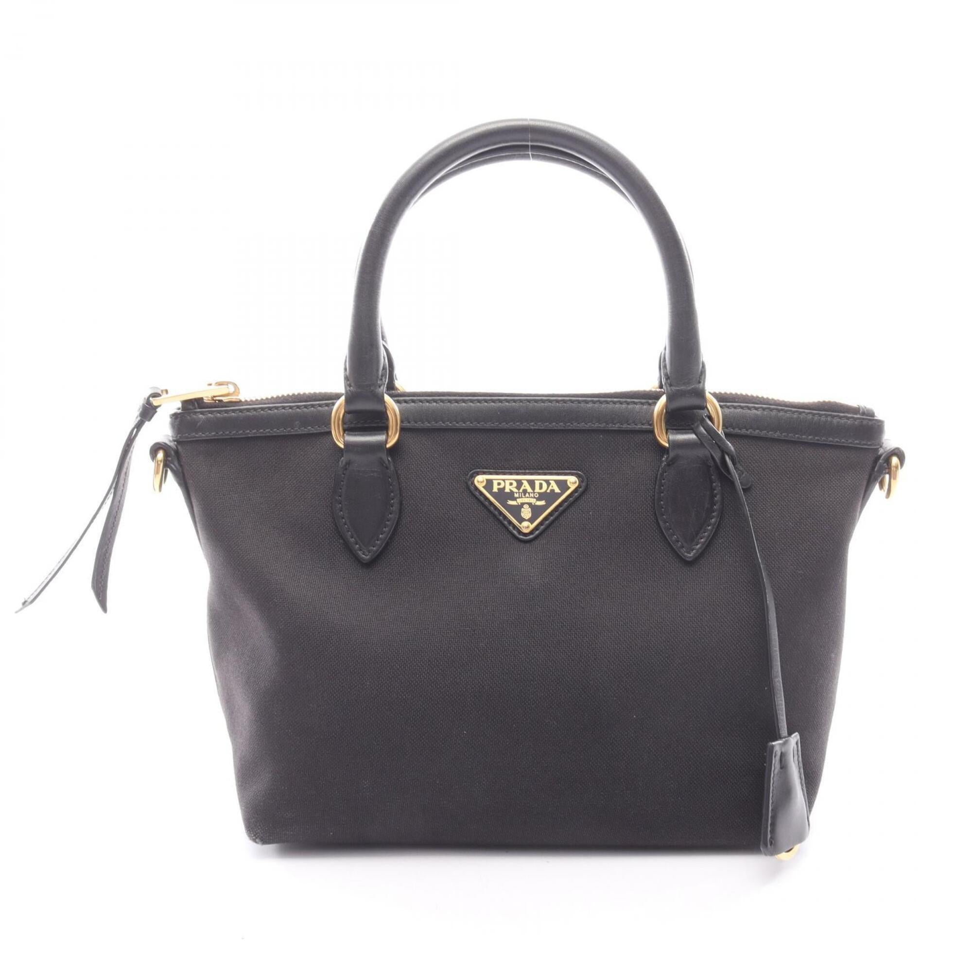 Prada Black Canvas Leather Handbag (Pre-Owned)