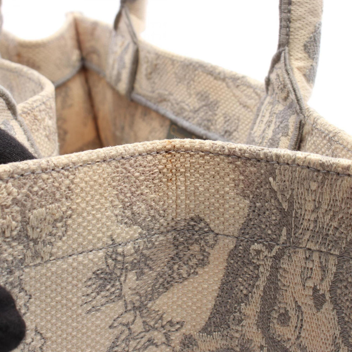 Christian Dior Gray Ivory Canvas Handbag Tote Bag (Pre-Owned)