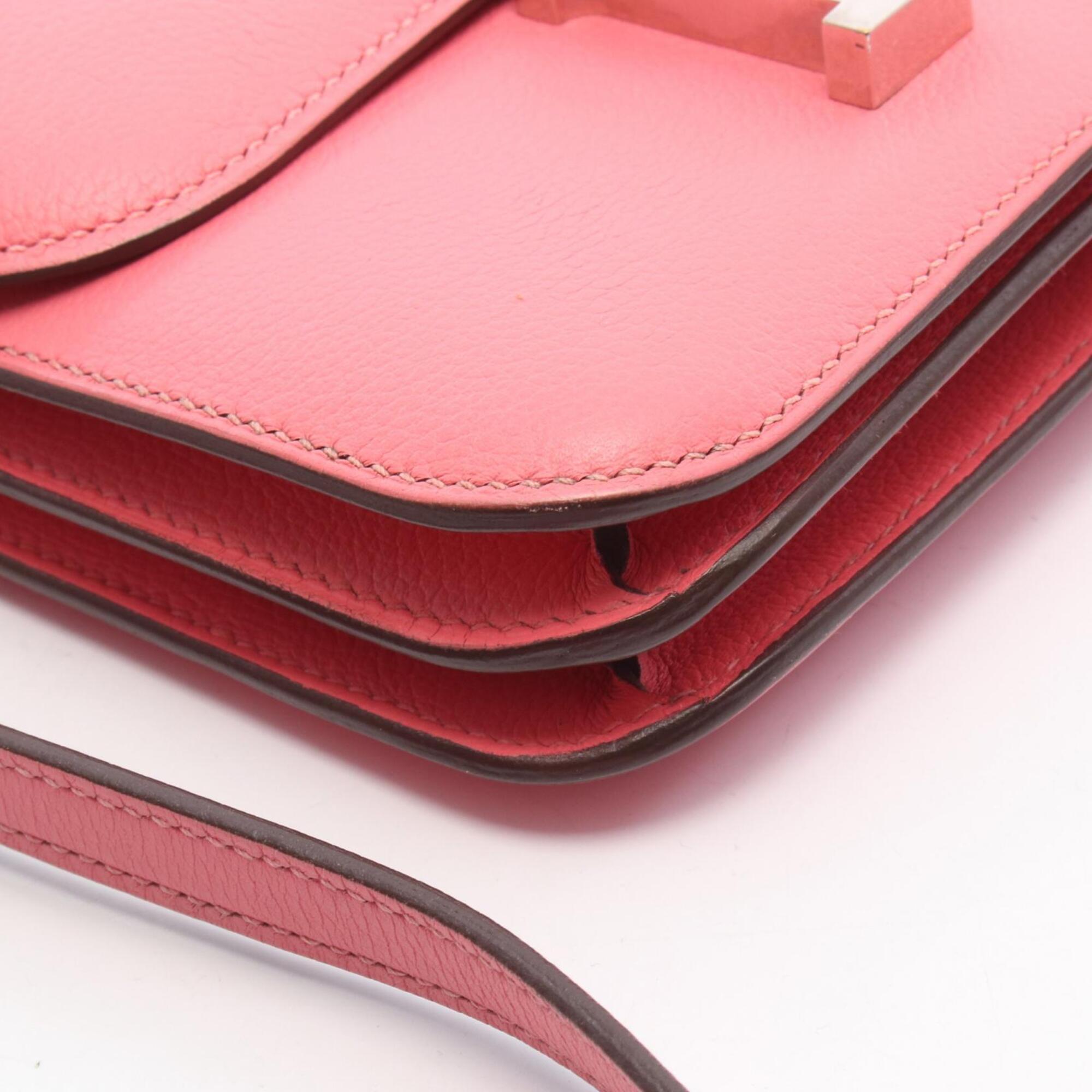 Hermes Pink Leather Handbag Shoulder Bag (Pre-Owned)