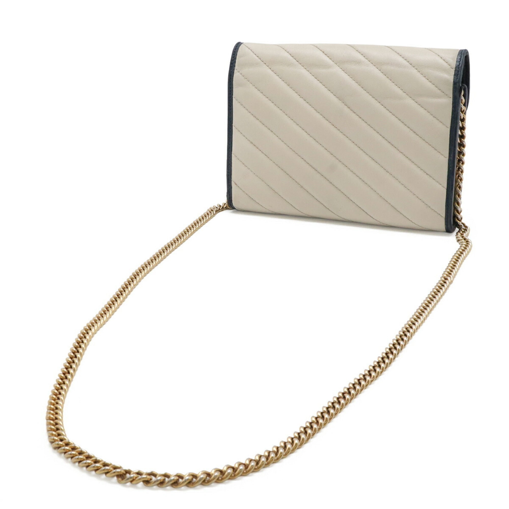 Gucci Gg Marmont Ivory Navy Leather Clutch Bag Pochette Shoulder Bag (Pre-Owned)