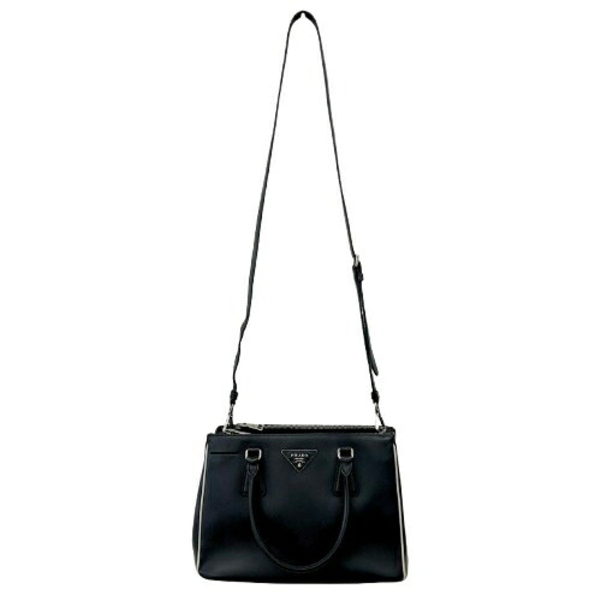 Prada Black Leather Handbag Shoulder Bag (Pre-Owned)