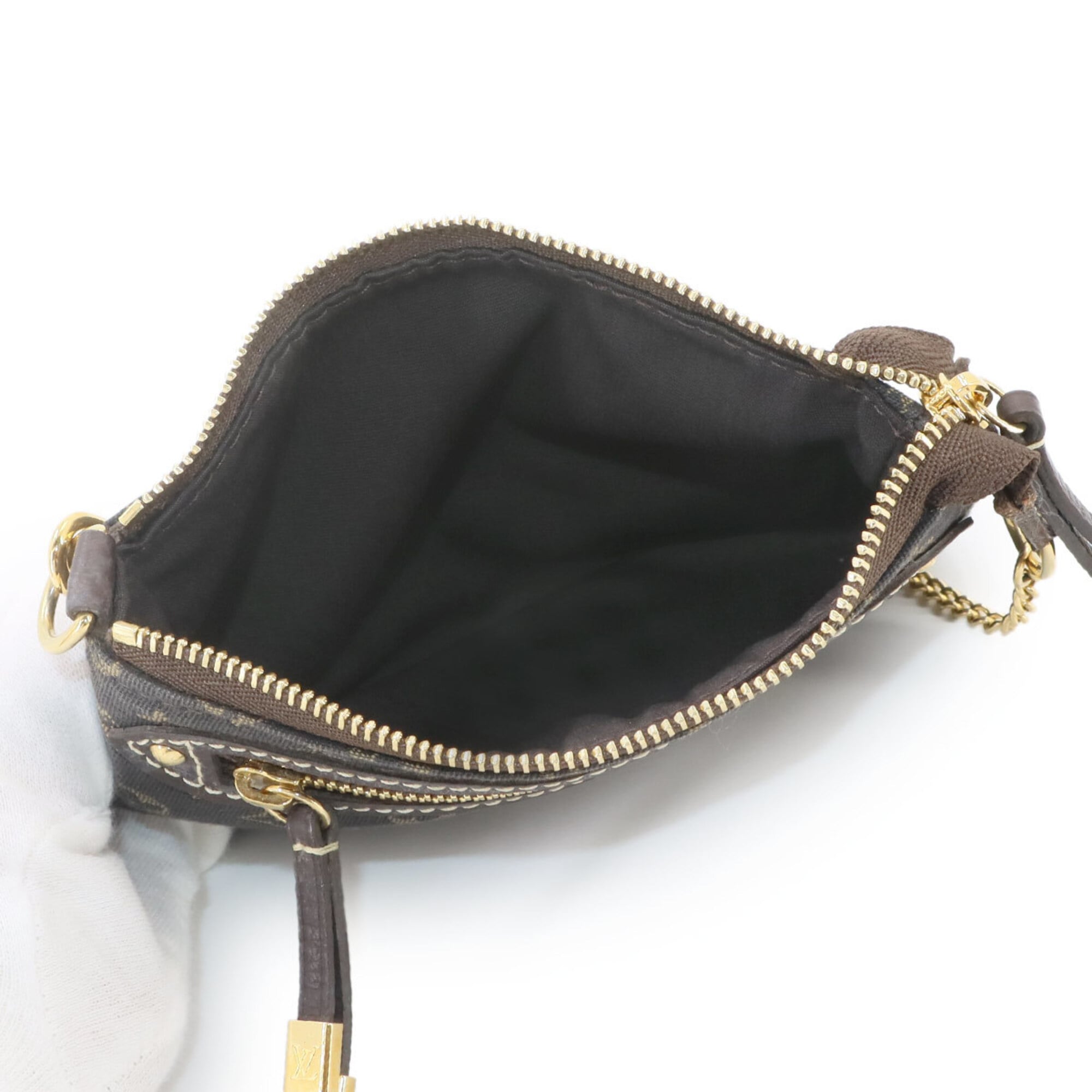 Louis Vuitton Ebene Monogram Mini Lin Handbag Pochette (Pre-Owned)