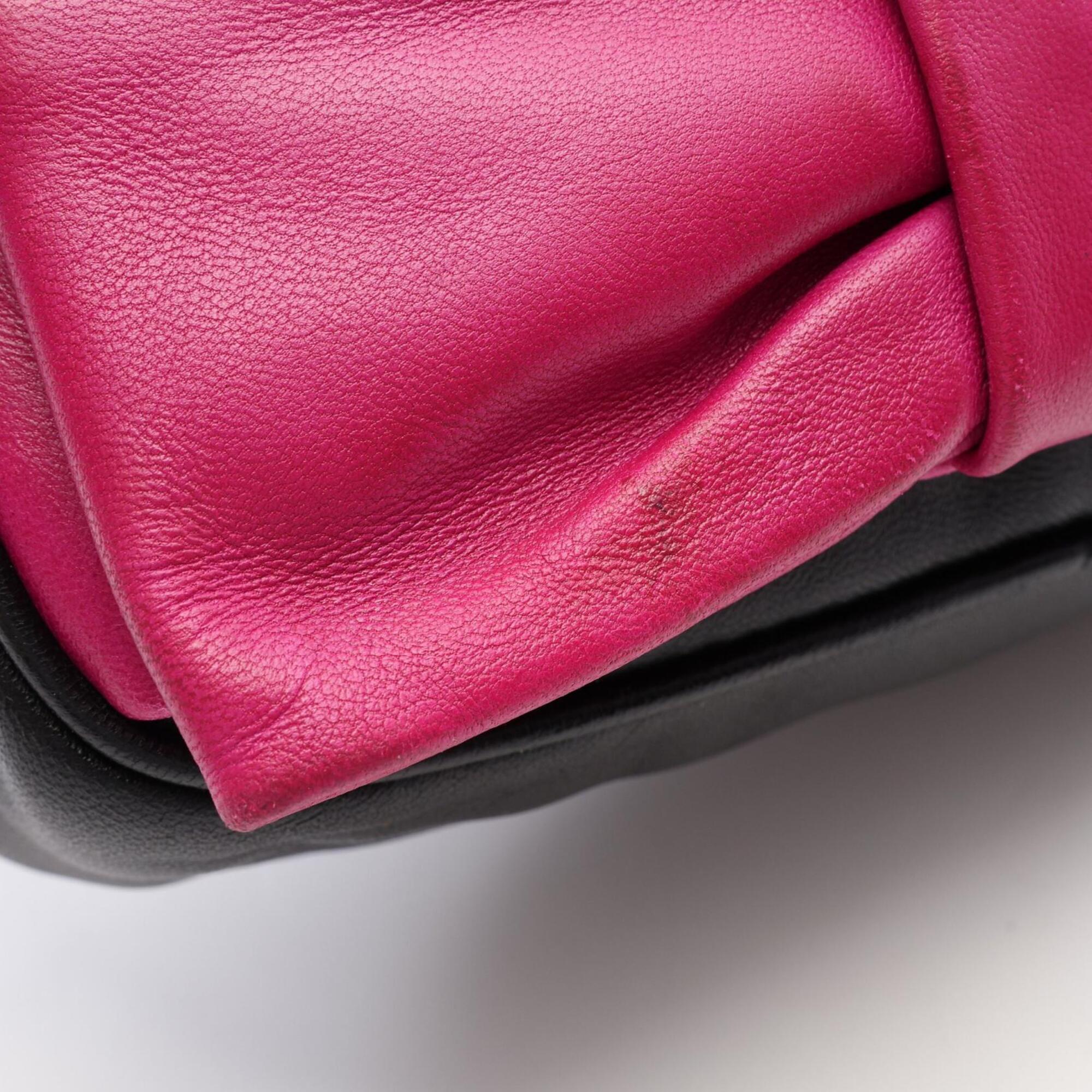 Prada Black Pink Leather Handbag Shoulder Bag (Pre-Owned)