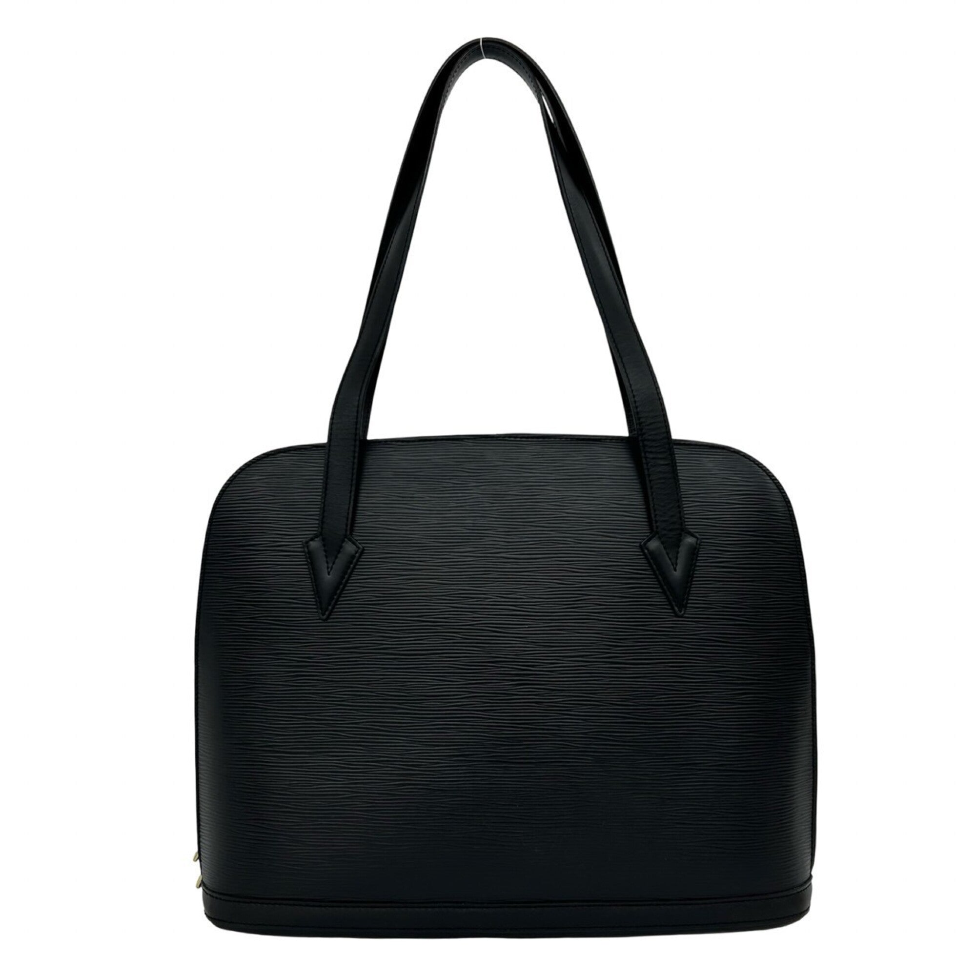 Louis Vuitton Black Leather Shoulder Bag Tote Bag (Pre-Owned)