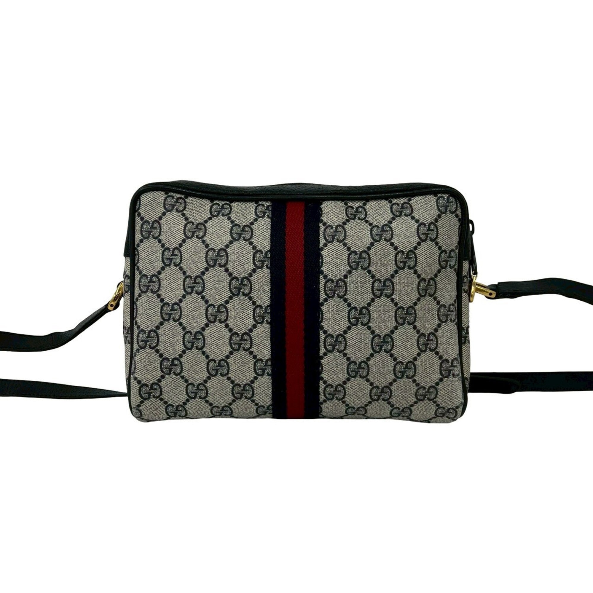 Gucci Navy Red Color Leather Pvc Pochette Shoulder Bag (Pre-Owned)