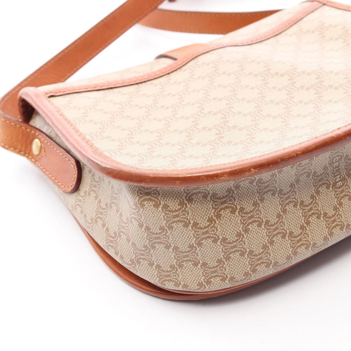 Celine Beige Brown Coated Canvas Leather Handbag Shoulder Bag (Pre-Owned)