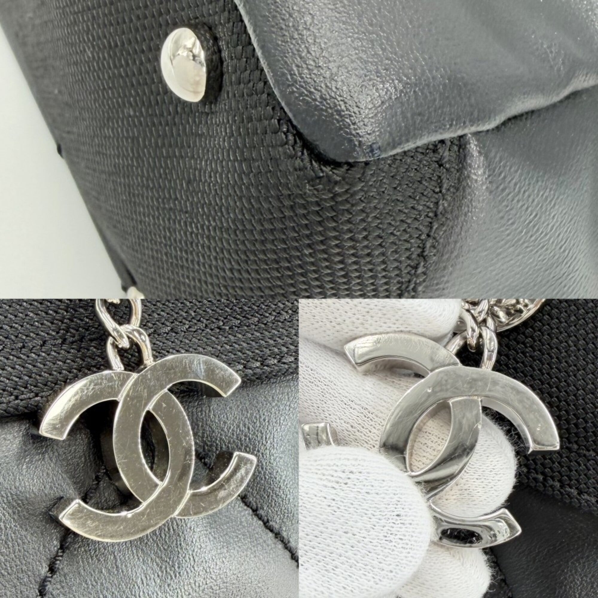 Chanel Black Pvc Coated Canvas Leather Handbag Tote Bag (Pre-Owned)