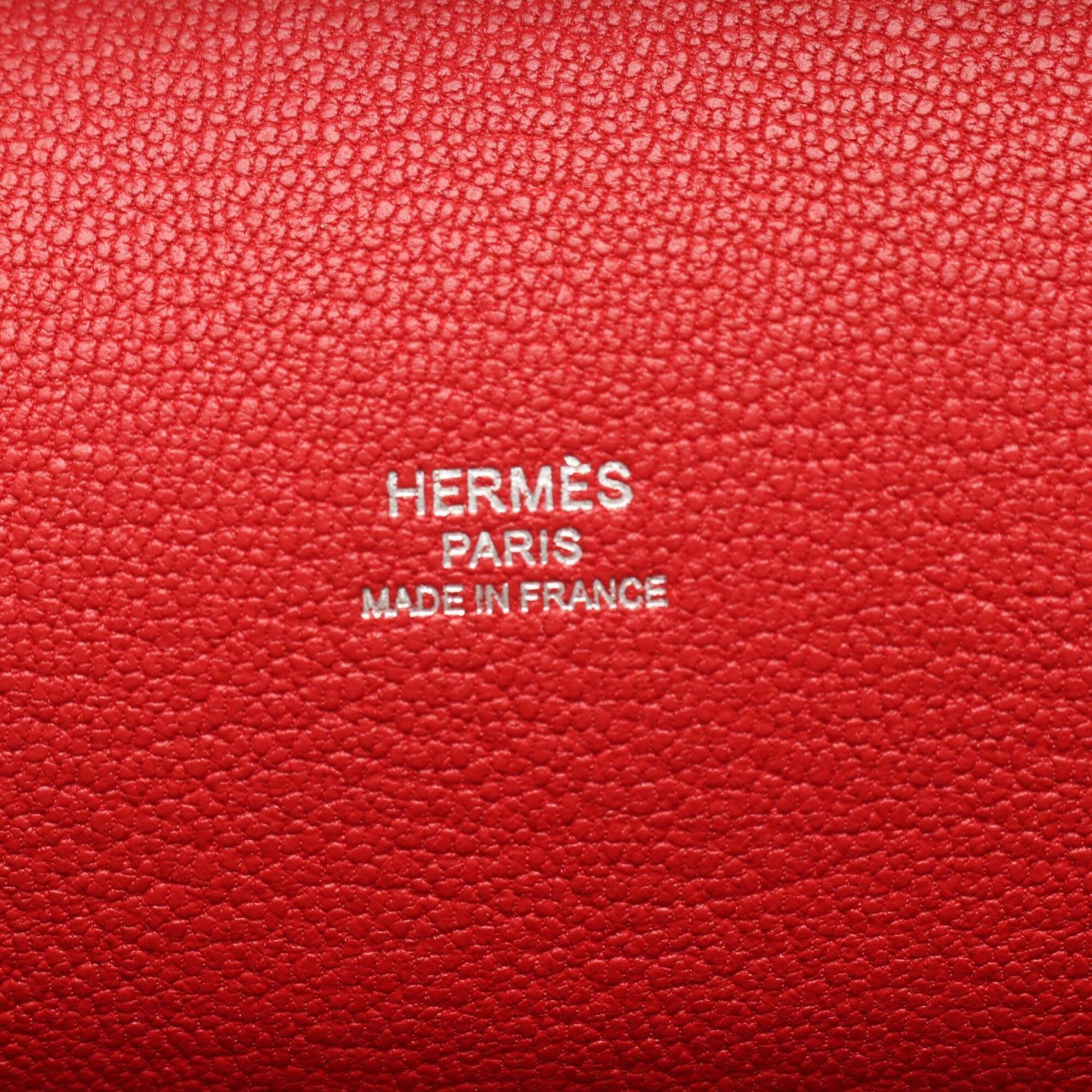 Hermes Bordeaux Red Color Rouge Casaque Taurillon Clemence Leather Leather Handbag Shoulder Bag (Pre-Owned)