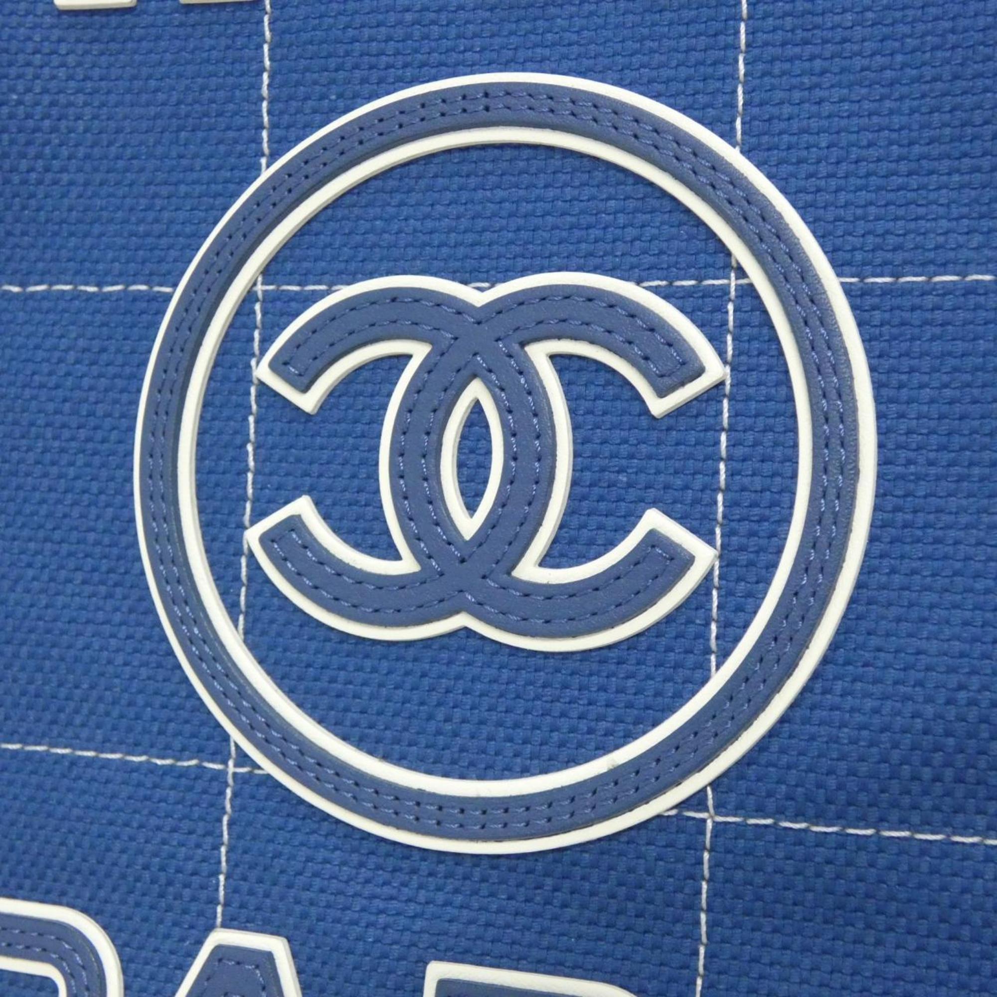 Chanel Blue White Cotton Handbag Pouch (Pre-Owned)