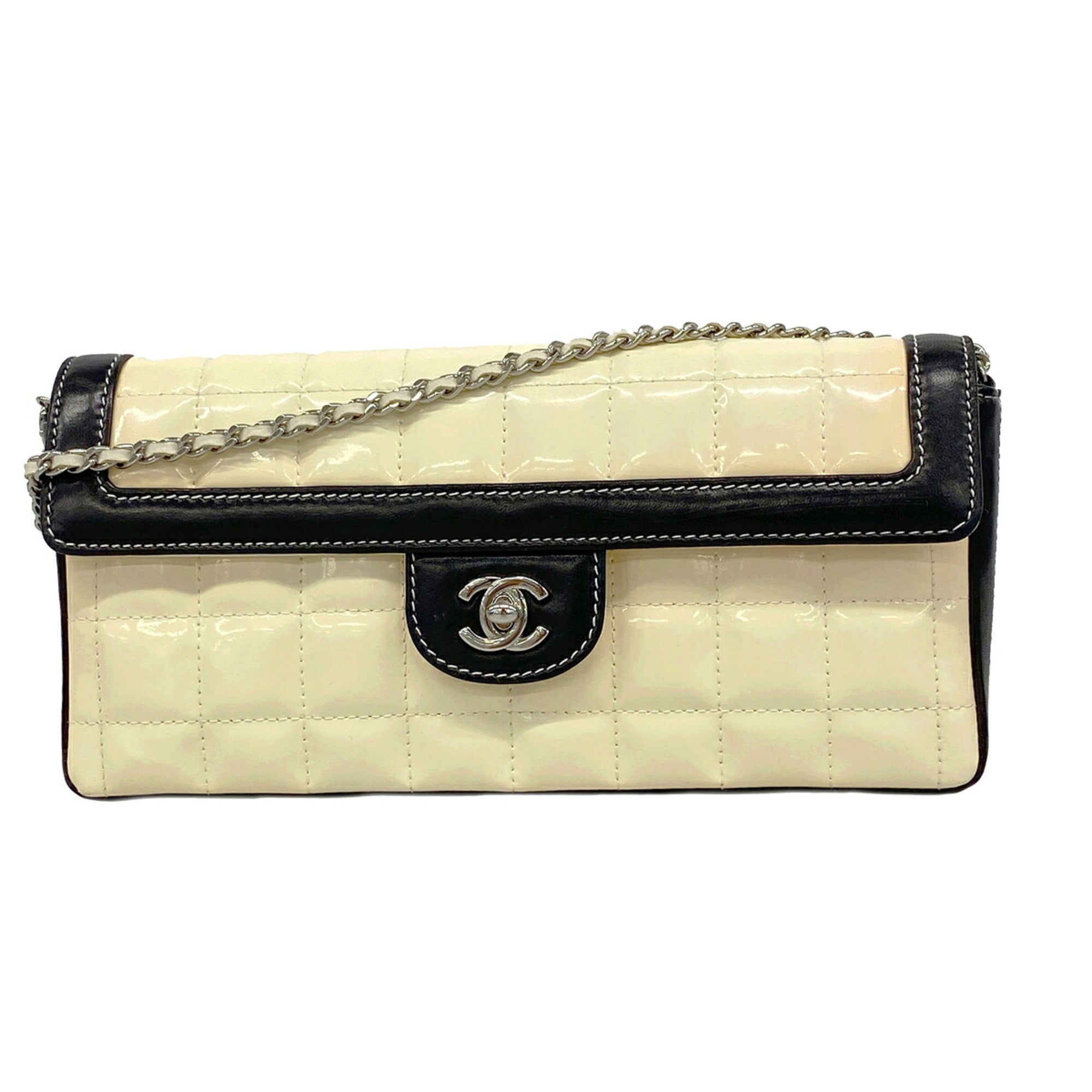 Chanel Black White Patent Leather Shoulder Bag (Pre-Owned)