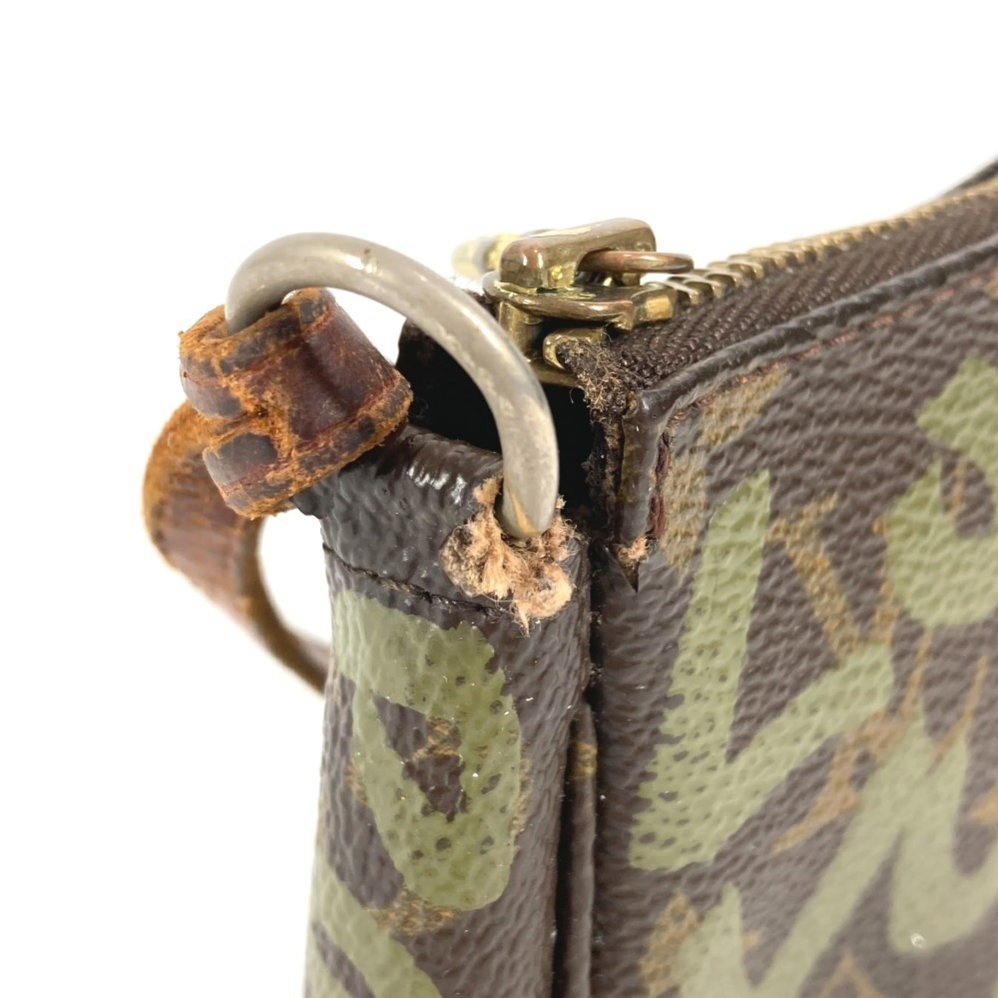 Louis Vuitton Brown Khaki Monogram Graffiti Canvas Handbag Pochette Pouch Shoulder Bag (Pre-Owned)
