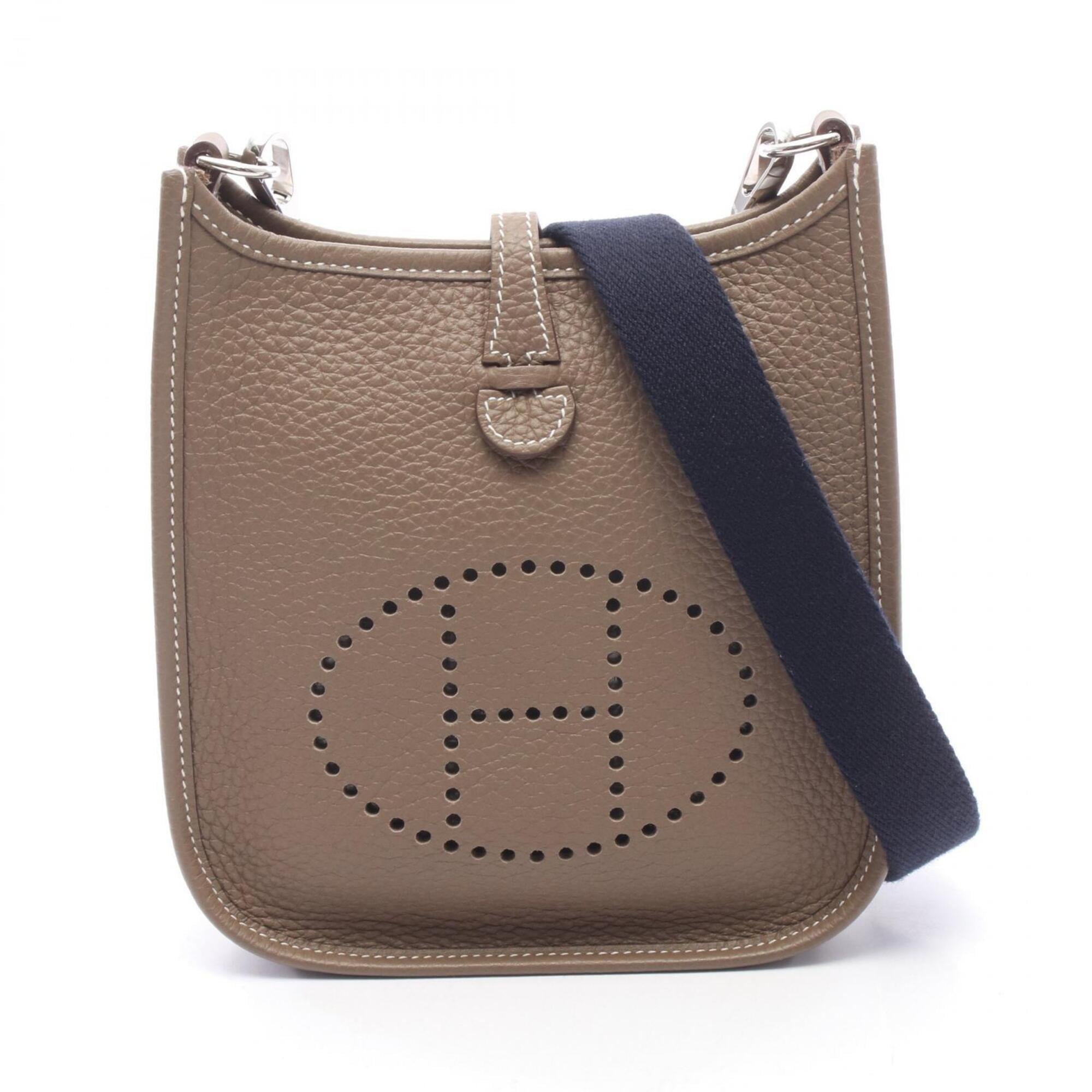 Hermes Gray Taurillon Clemence Leather Handbag Shoulder Bag (Pre-Owned)
