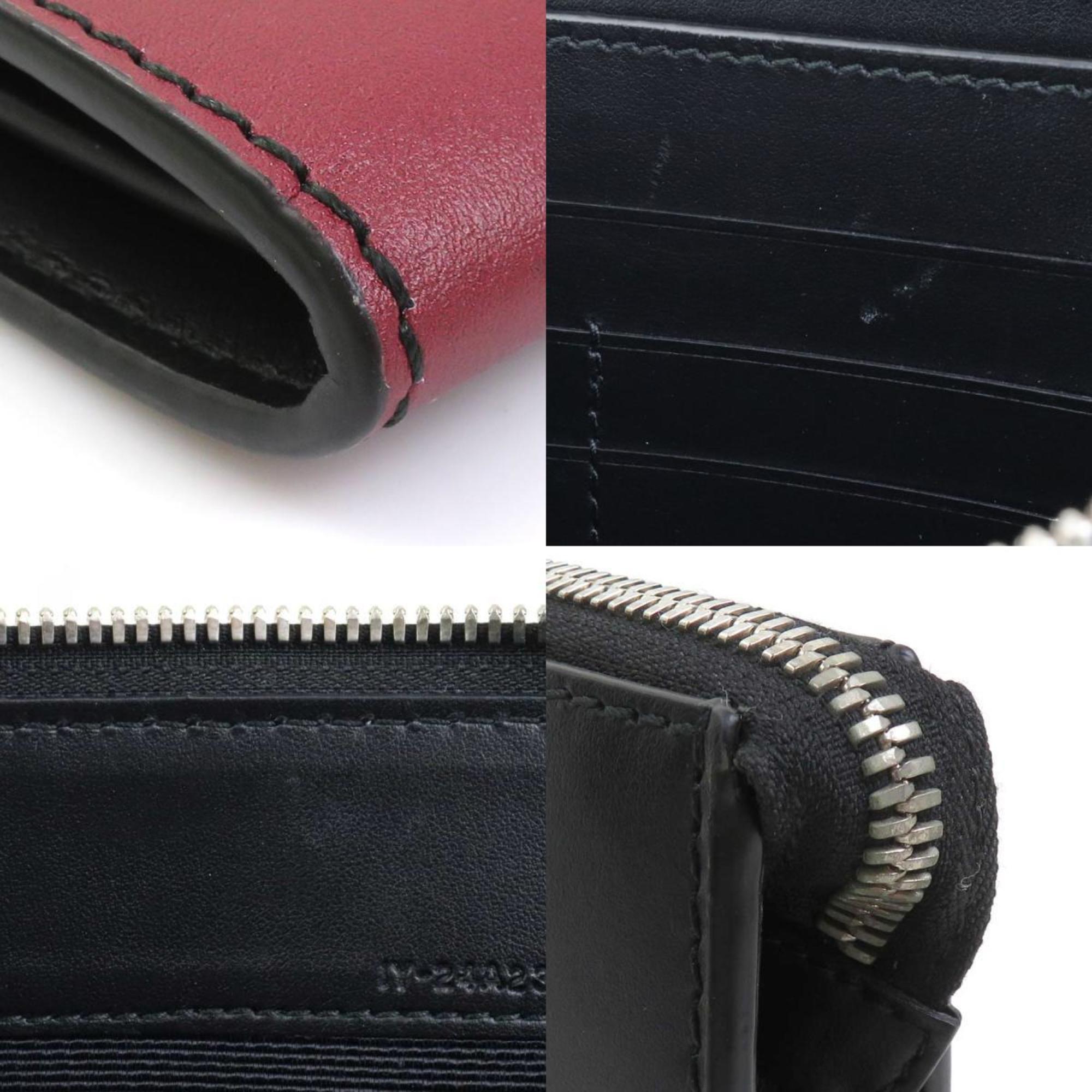 Salvatore Ferragamo Black Dark Red Leather Clutch Bag (Pre-Owned)
