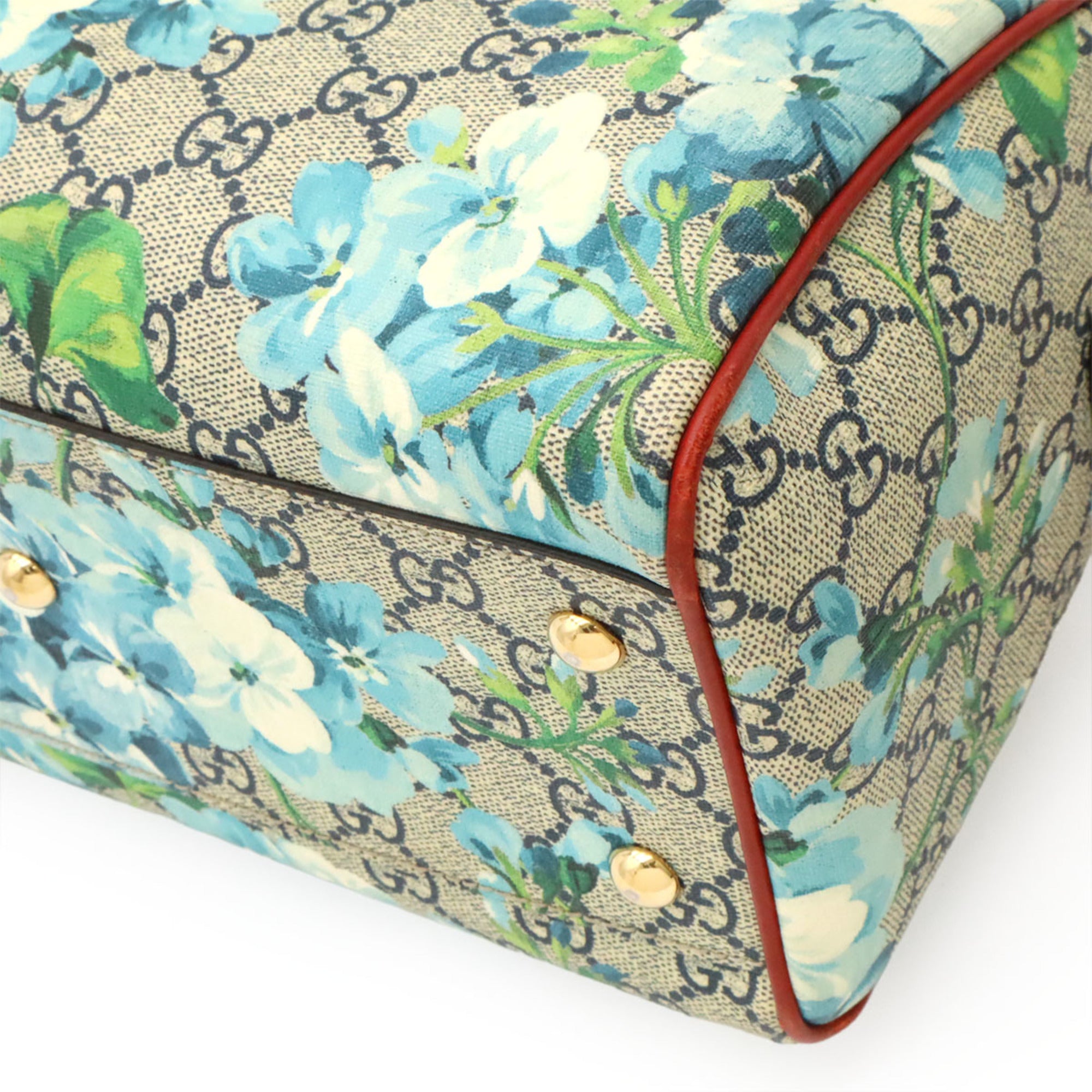 Gucci Beige Blue Multi-Color Red Color Gg Supreme Canvas Leather Boston Bag Handbag Shoulder Bag (Pre-Owned)
