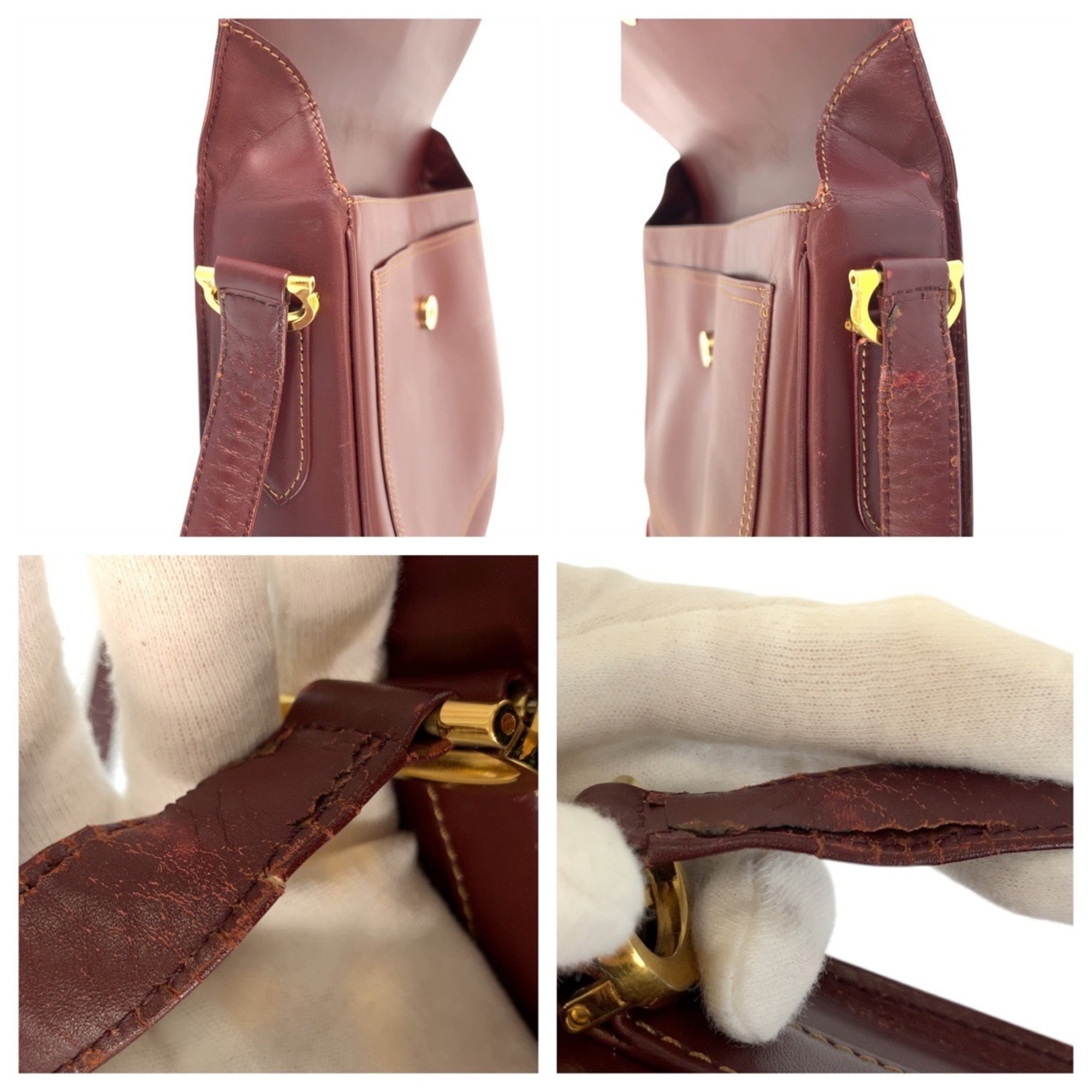 Cartier Bordeaux Leather Pochette Shoulder Bag (Pre-Owned)