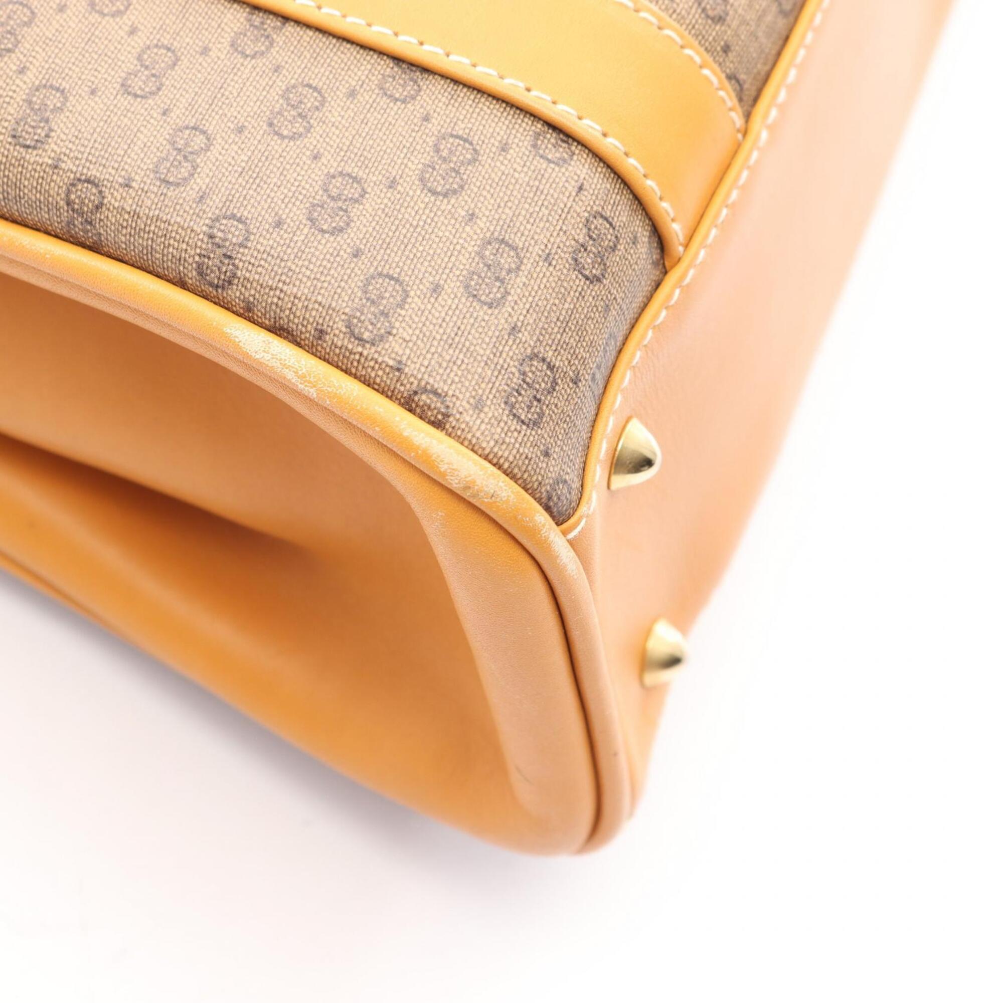 Gucci Brown Coated Canvas Leather Handbag Tote Bag (Pre-Owned)