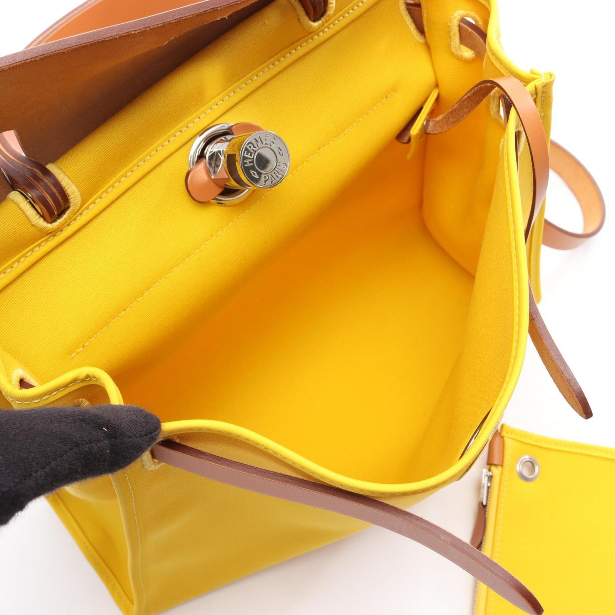 Hermes Brown Yellow Toile Officier Handbag (Pre-Owned)