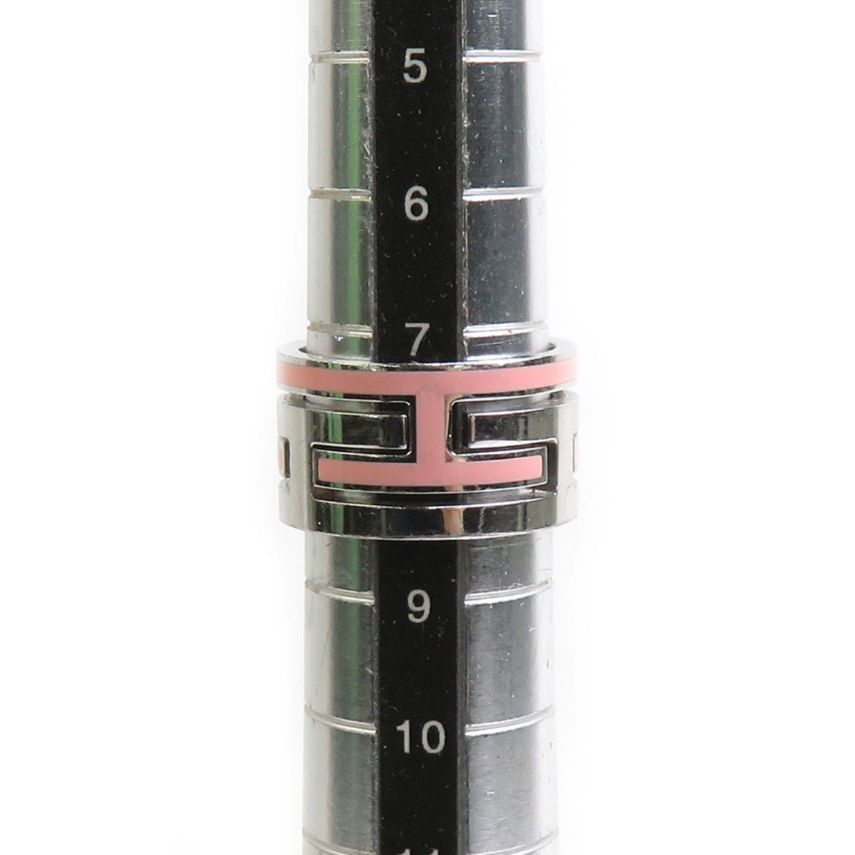 Hermes Silver Pink Enamel Silver 925 Band Ring (Pre-Owned)
